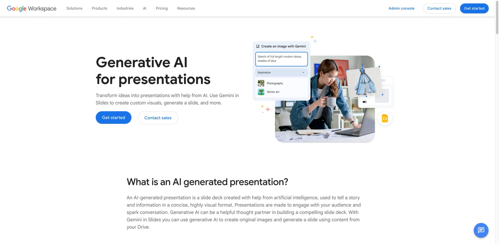 Google Slides with Gemini AI interface