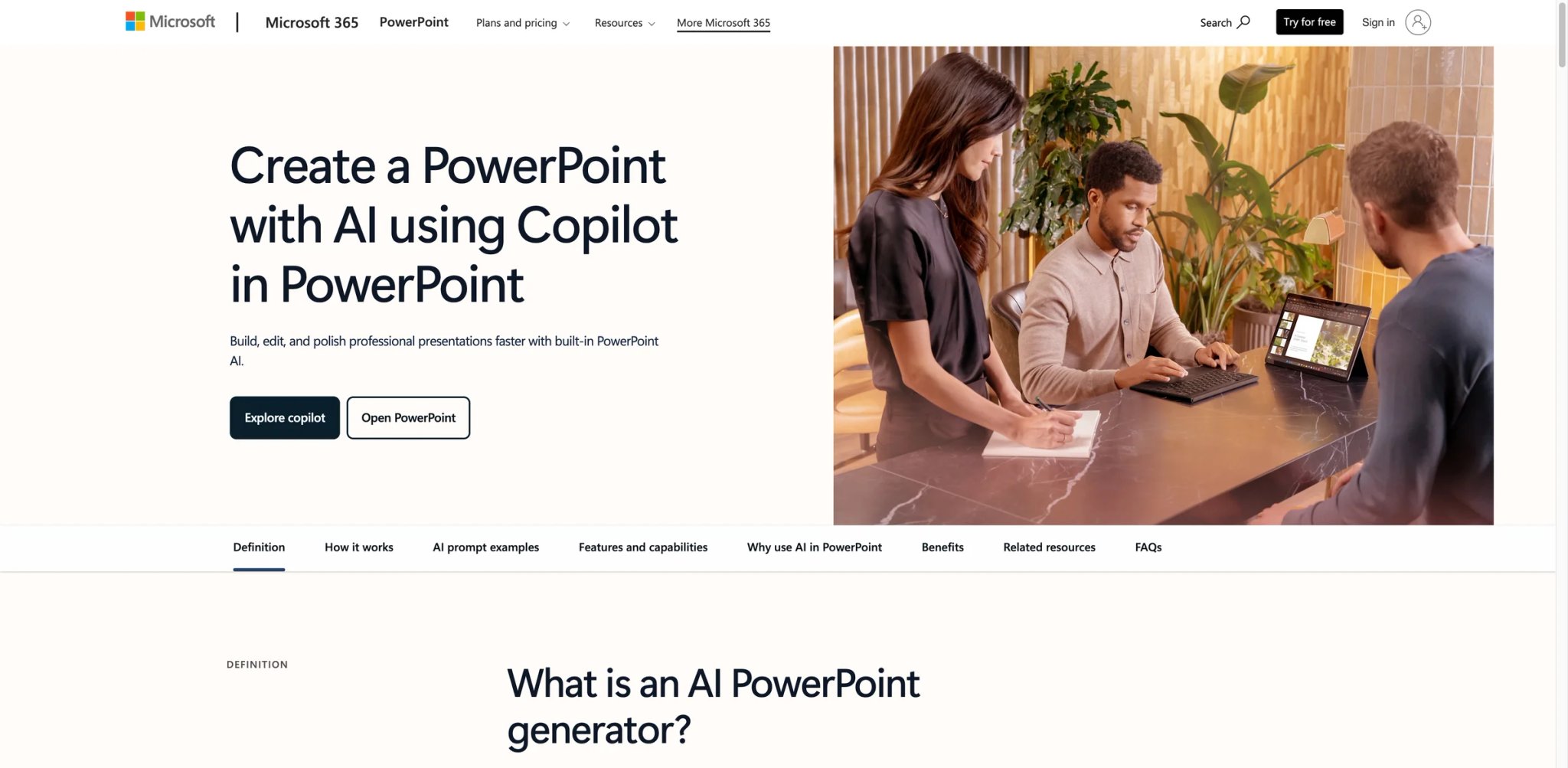 PowerPoint Copilot interface showing AI generation