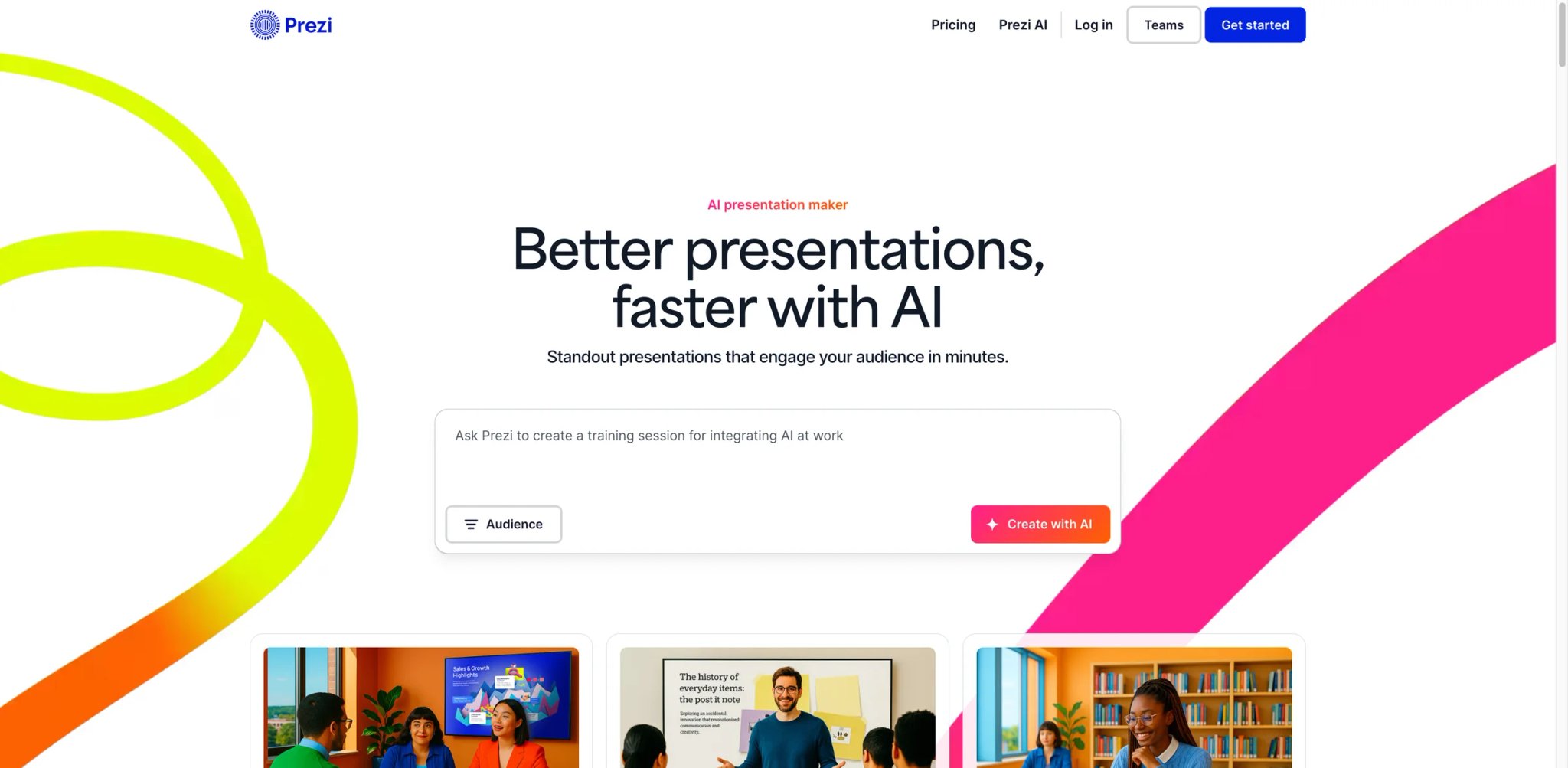 Prezi interface showing non-linear presentation