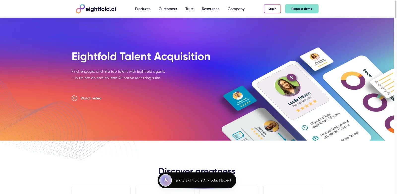 Eightfold AI interface showing talent intelligence and skills matching