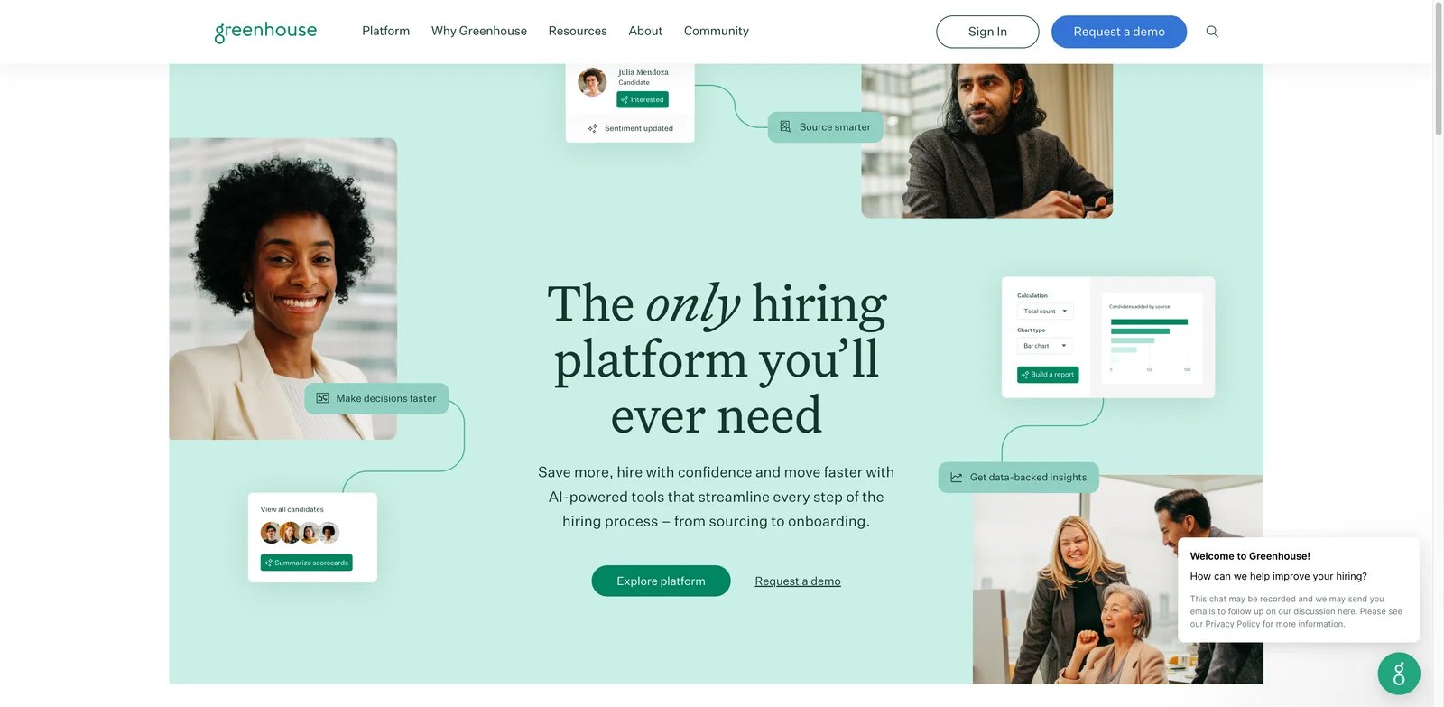 Greenhouse interface showing structured hiring workflow and scorecards
