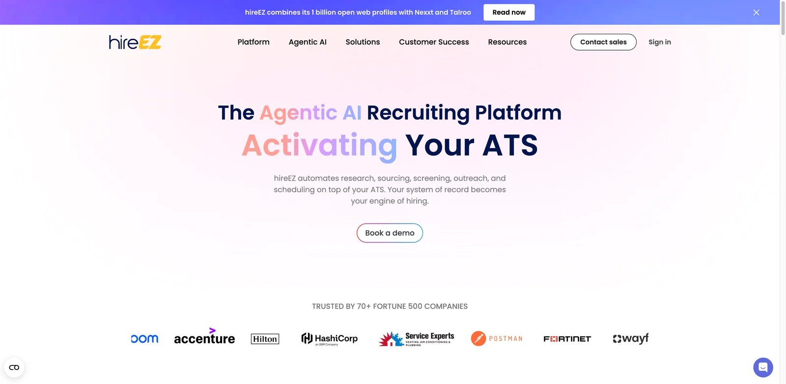 hireEZ interface showing AI sourcing and candidate outreach workflow