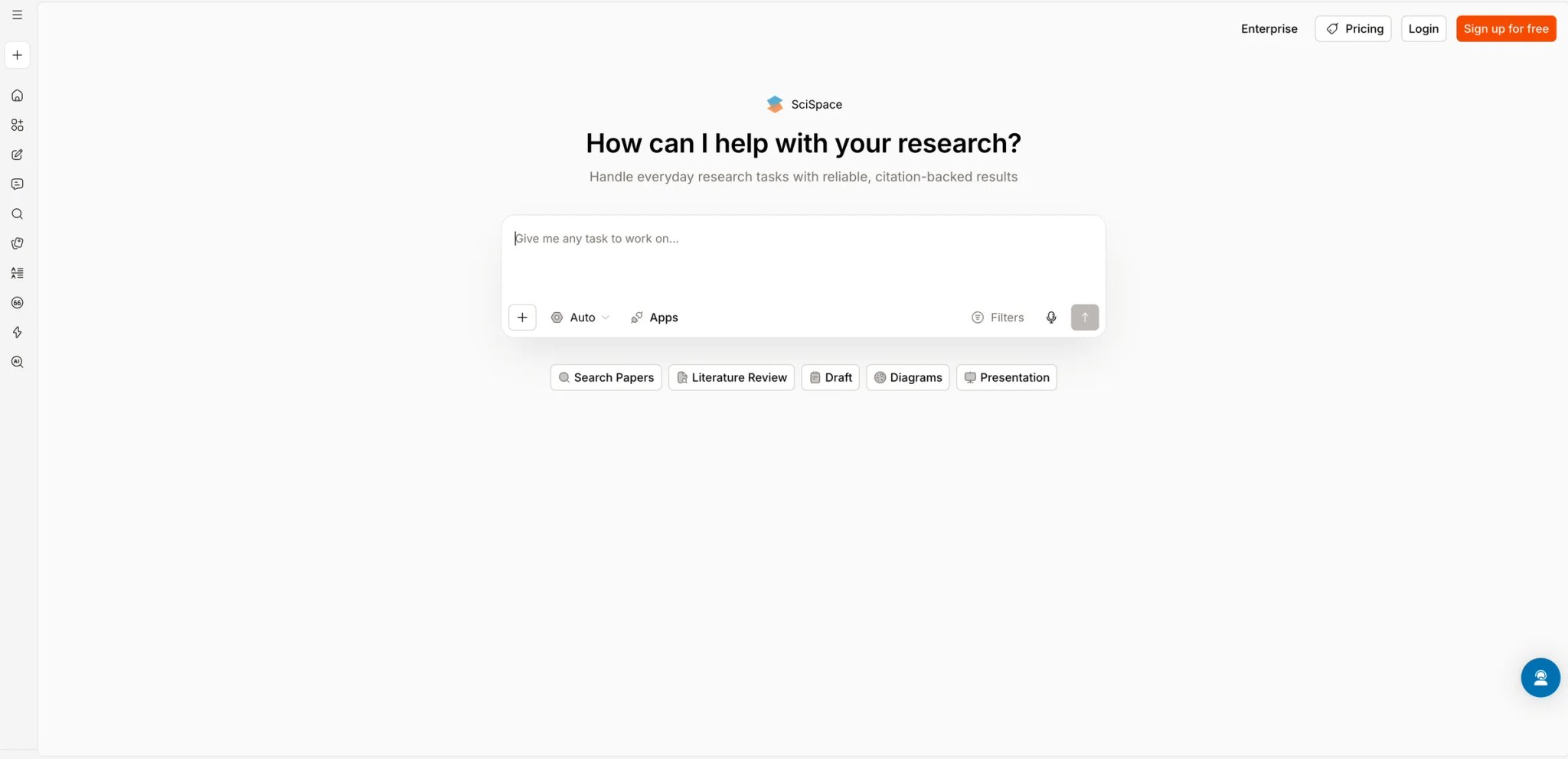 SciSpace interface showing paper discovery, Q&A, and literature review workspace
