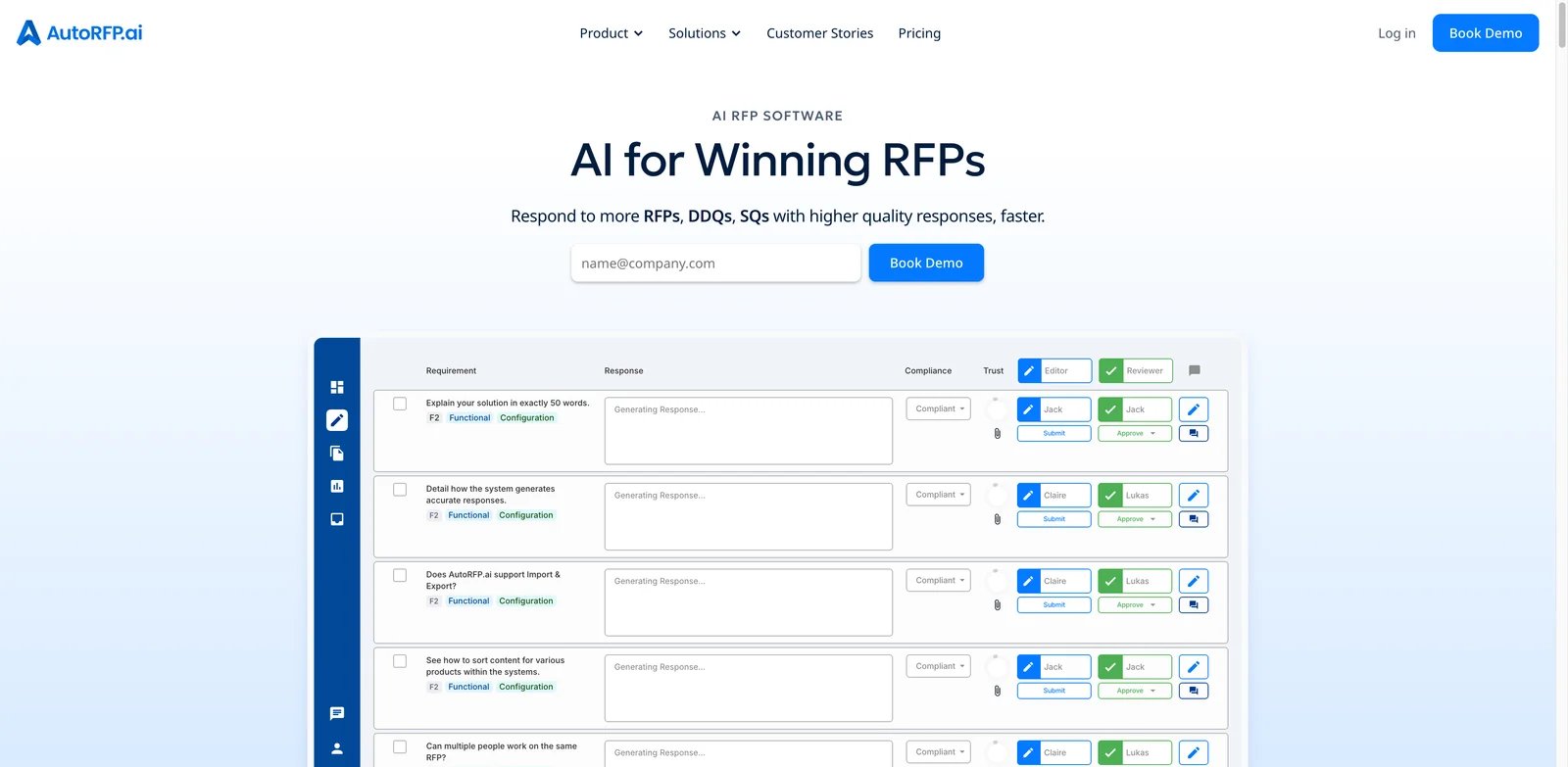 AutoRFP.ai interface showing AI RFP response workflow