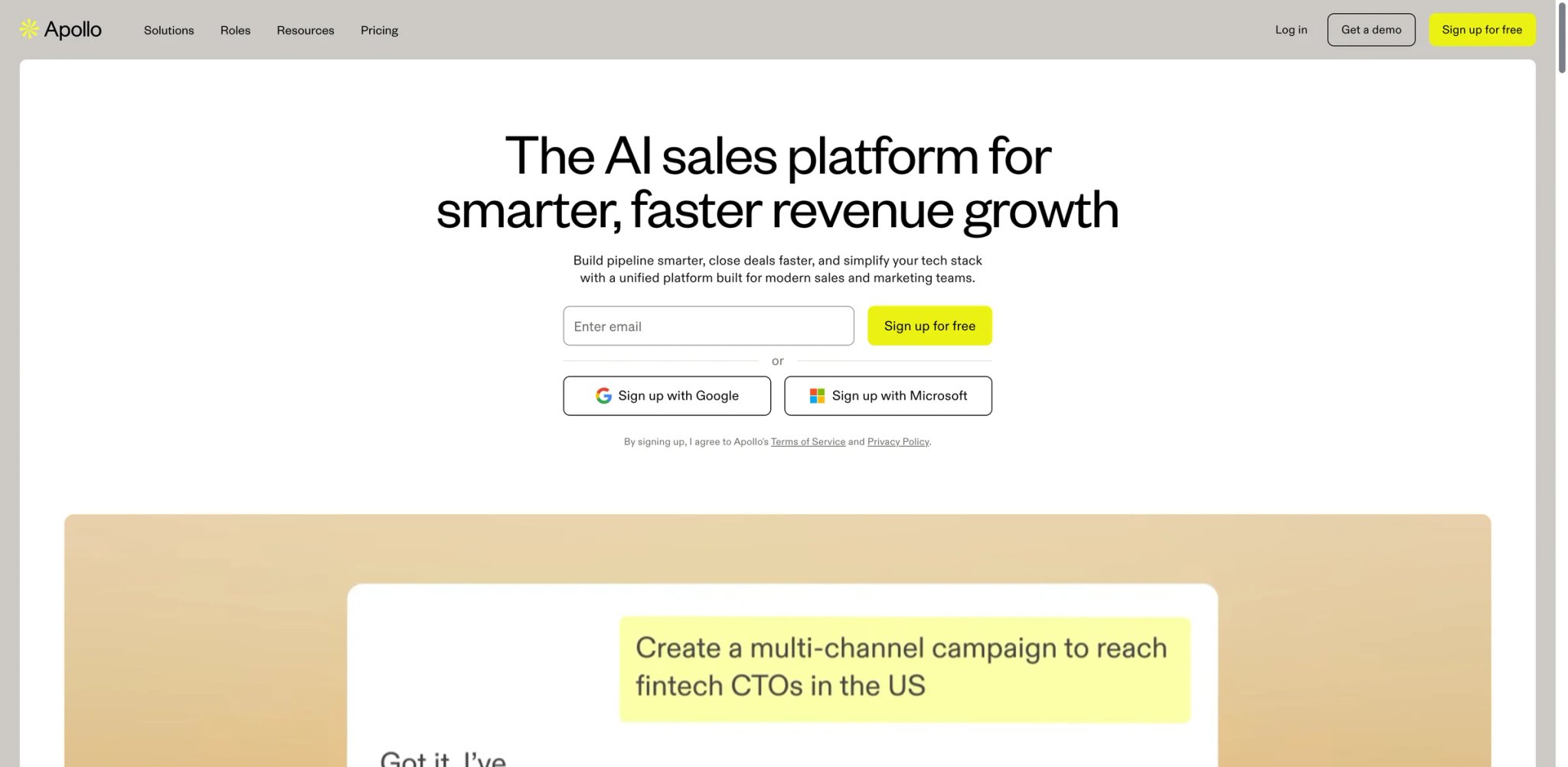 Apollo interface showing sales intelligence dashboard and prospecting workflow
