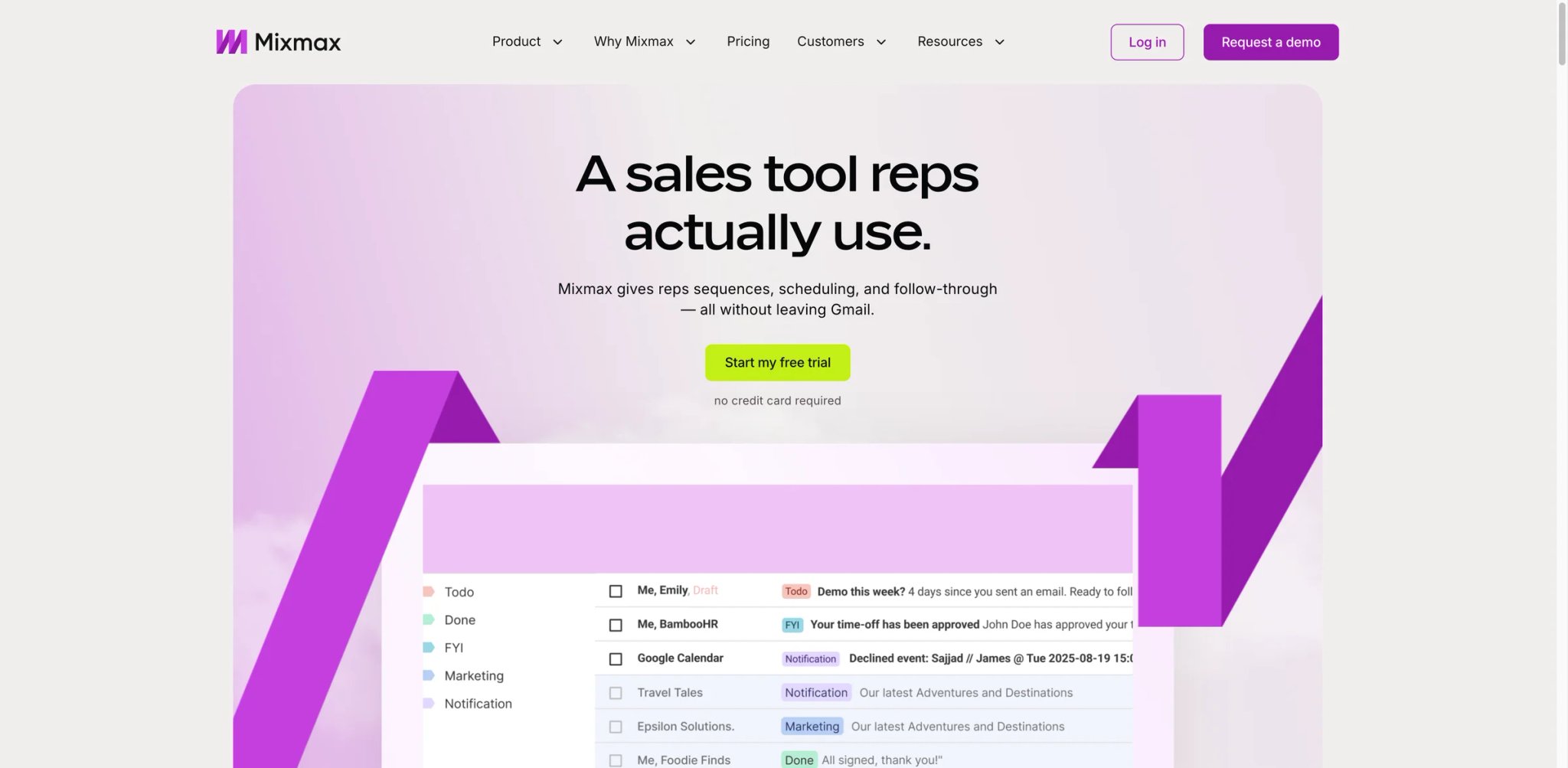 Mixmax interface showing Gmail-native sales engagement and email tracking