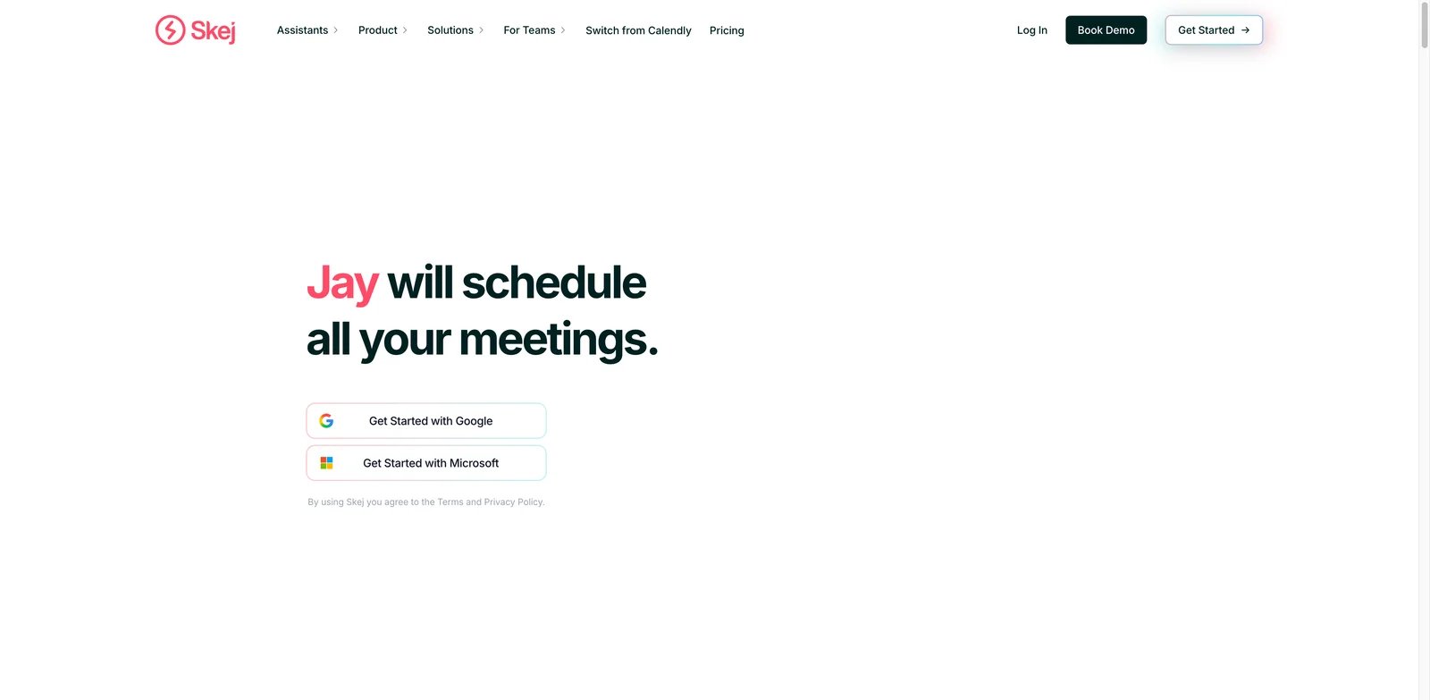 Skej interface showing AI scheduling assistant email and calendar coordination