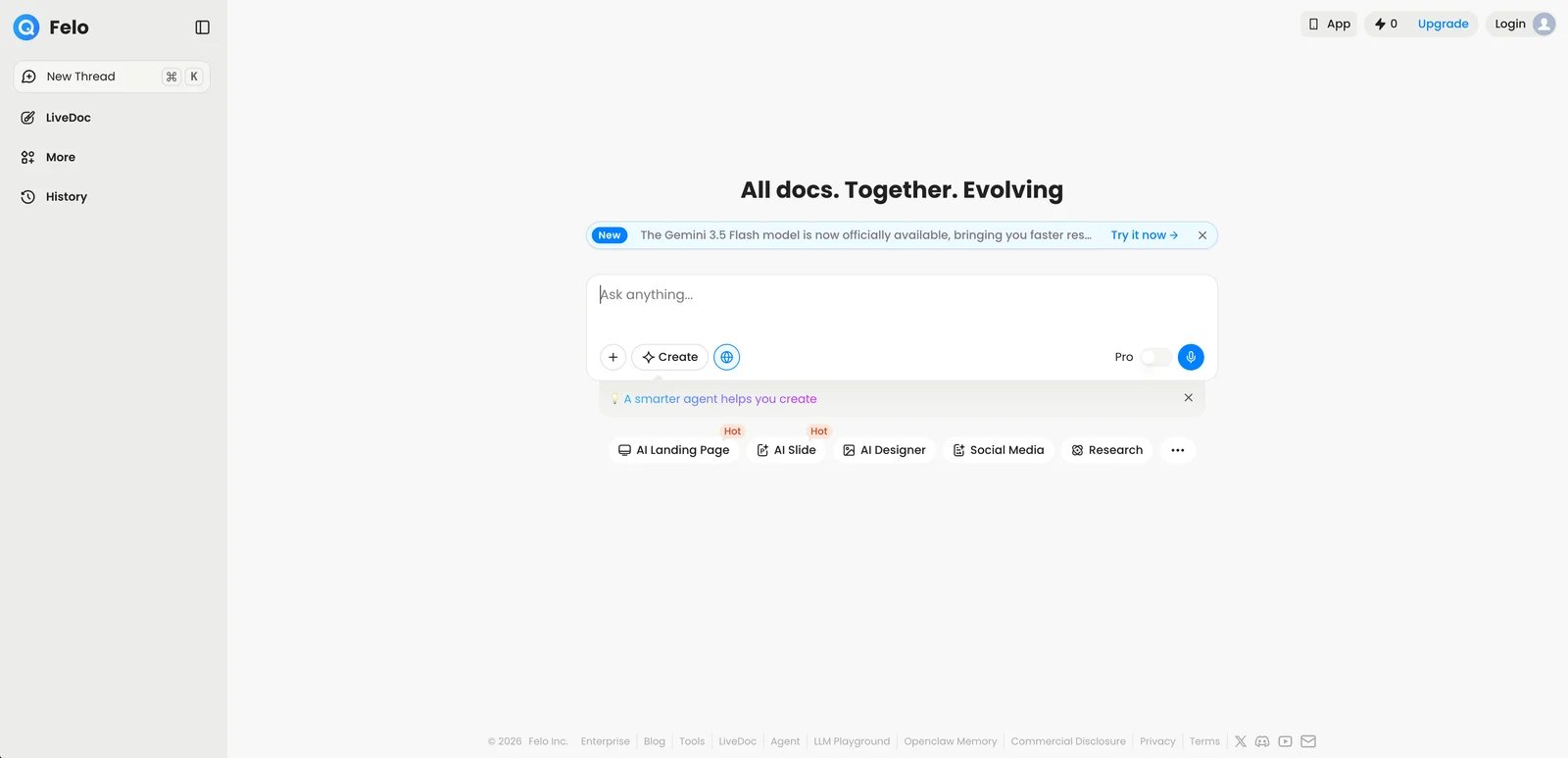 Felo interface showing multilingual search with slides and mind-map outputs