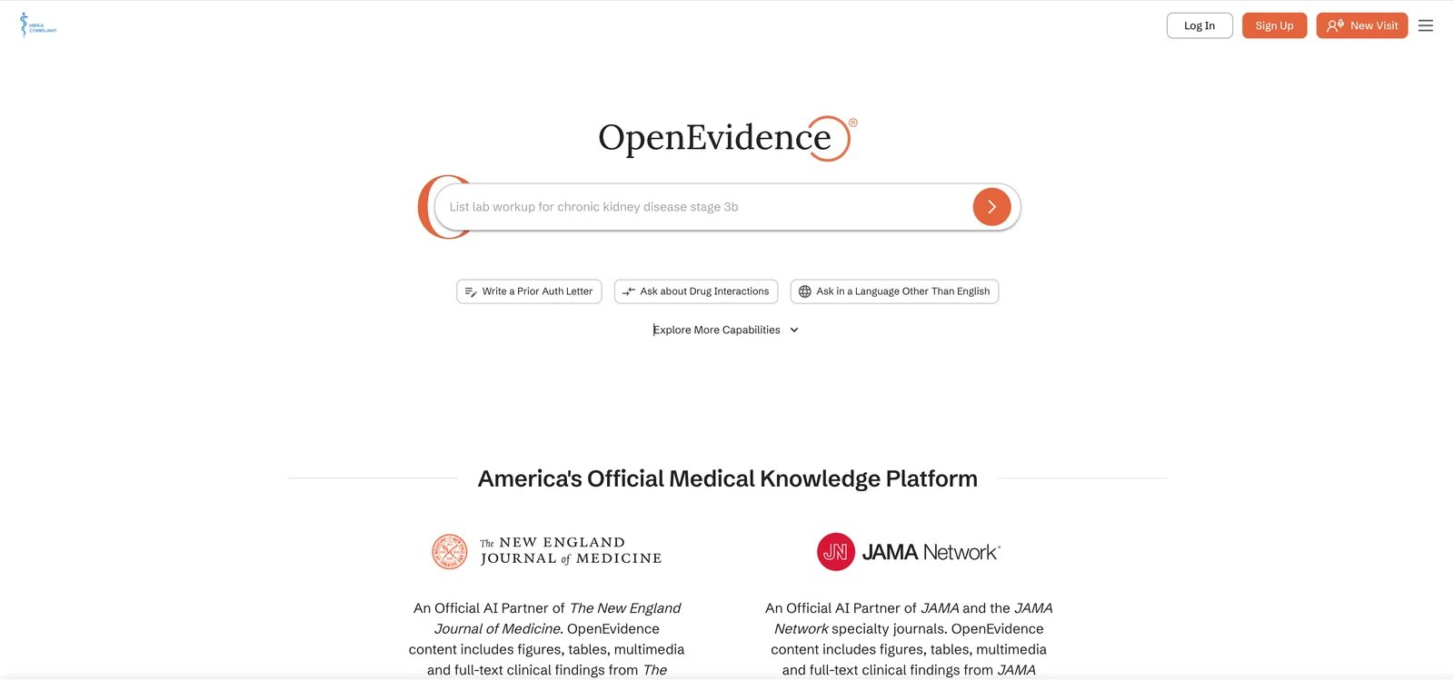 OpenEvidence interface showing cited clinical answer for healthcare professionals