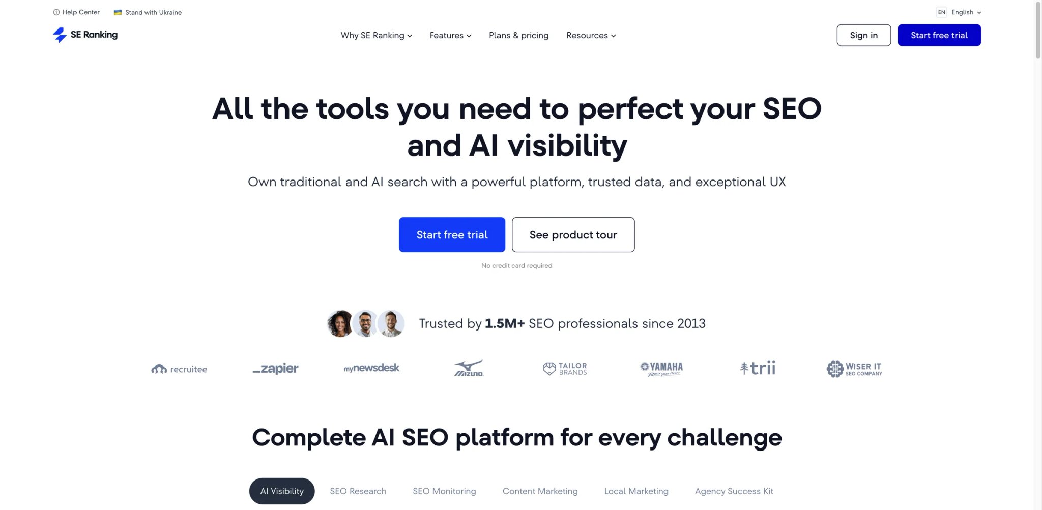 SE Ranking AI Search Toolkit interface showing AI Overviews tracking