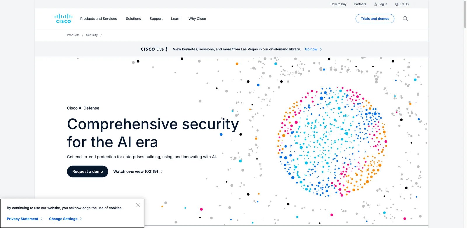 Cisco AI Defense interface showing enterprise AI asset risk dashboard