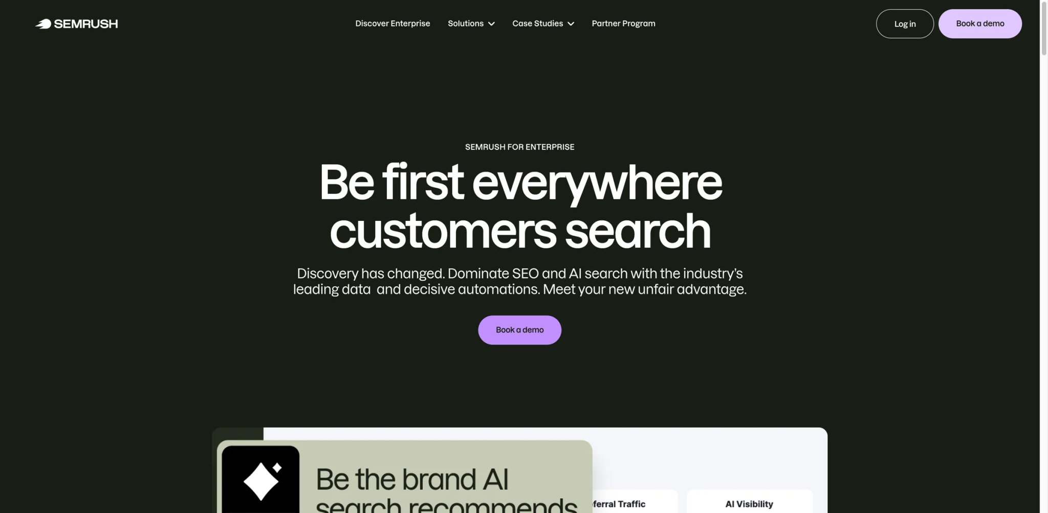 Semrush interface showing AI SEO dashboard