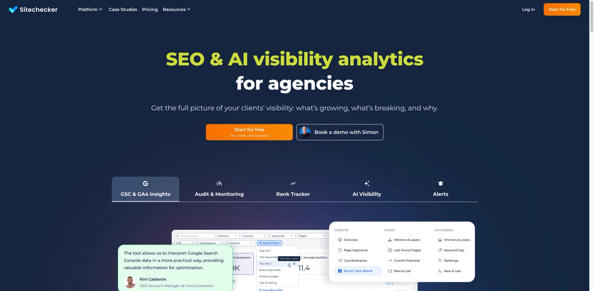 Sitechecker interface showing site audit dashboard