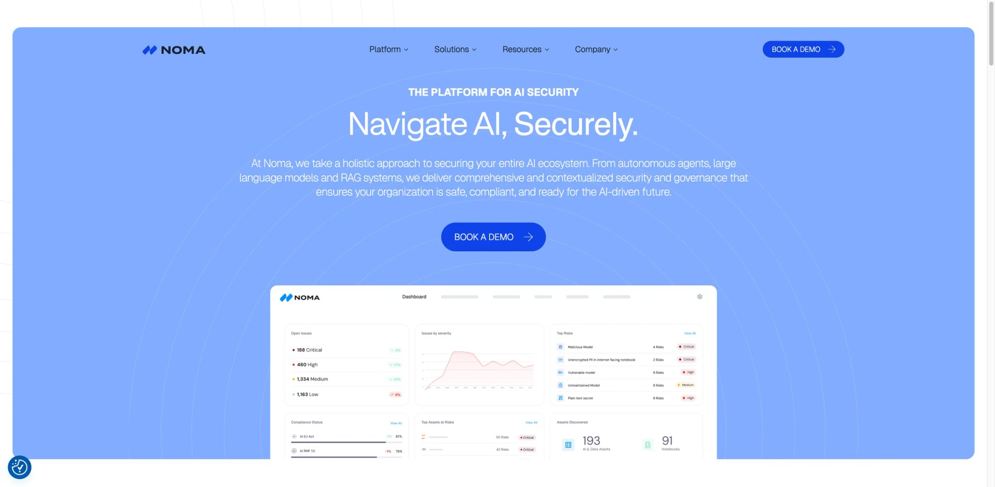 Noma Security interface showing AISPM dashboard with runtime controls