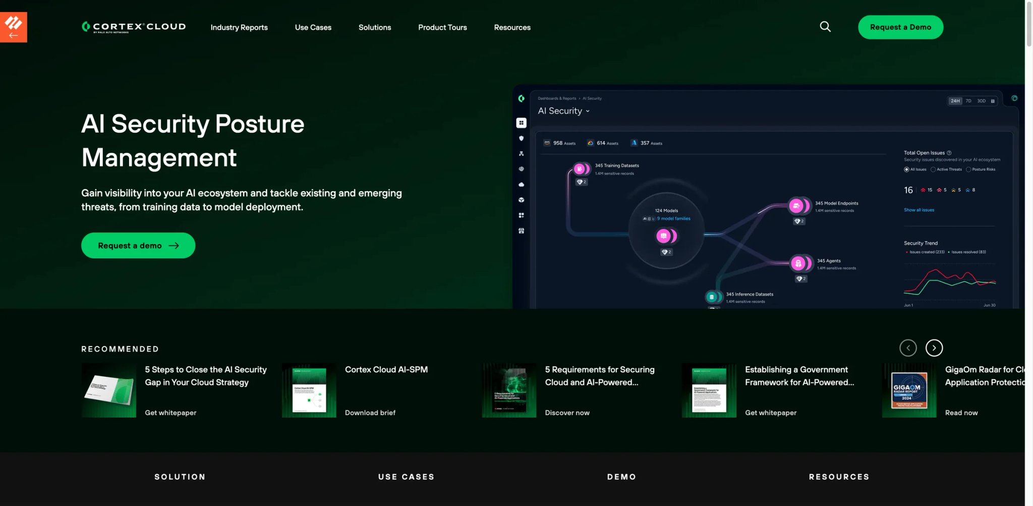 Palo Alto Prisma AIRS AI-SPM interface showing AI security lifecycle view