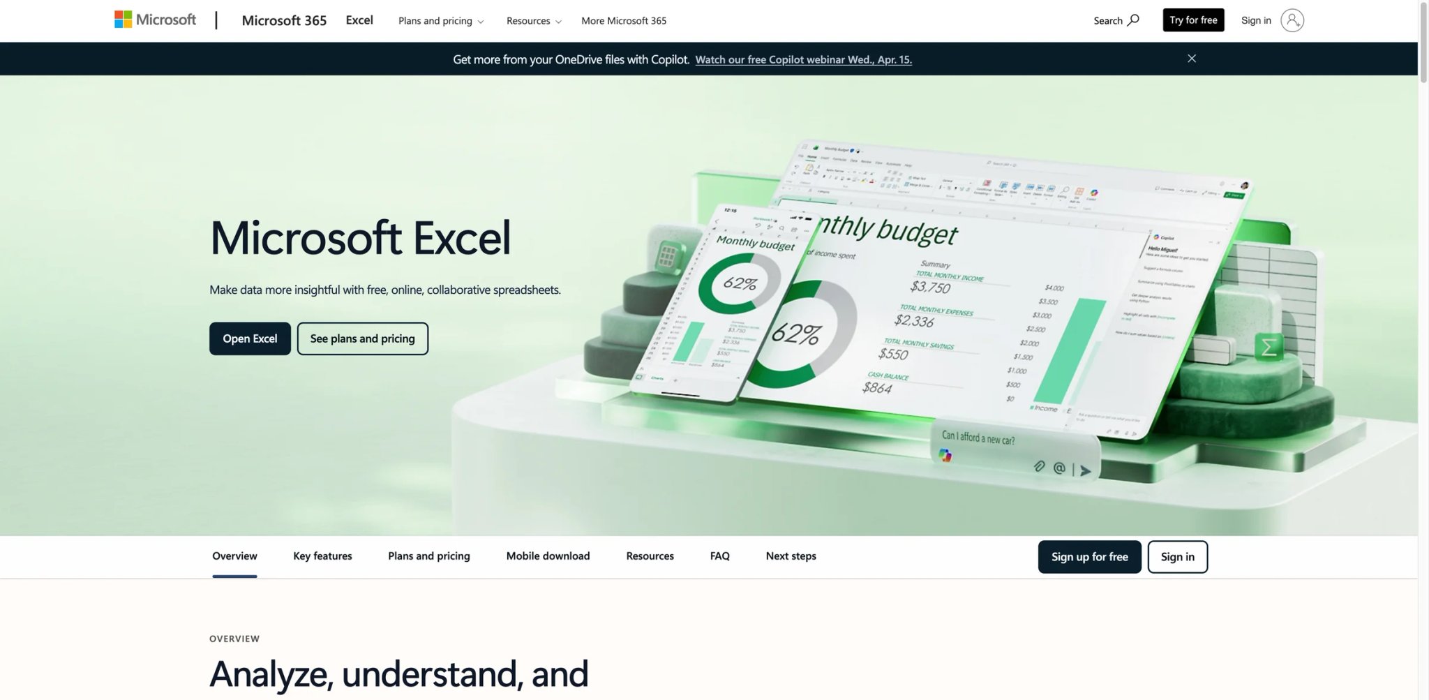 Microsoft Excel Copilot interface showing AI assistance