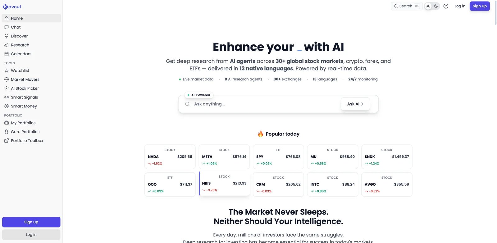 Kavout interface showing AI stock pickers and factor research