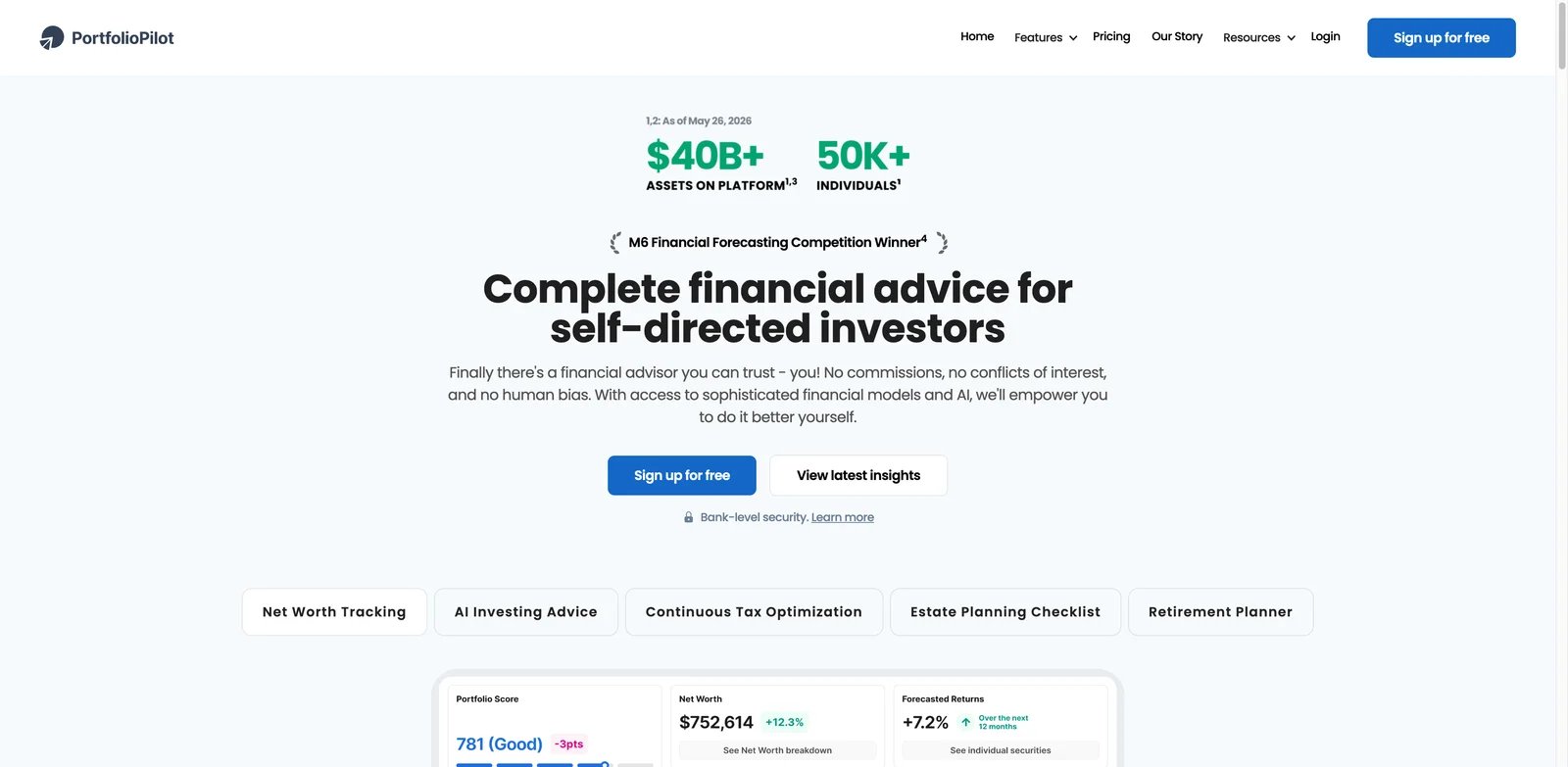 PortfolioPilot interface showing natural-language equity search and portfolio analysis