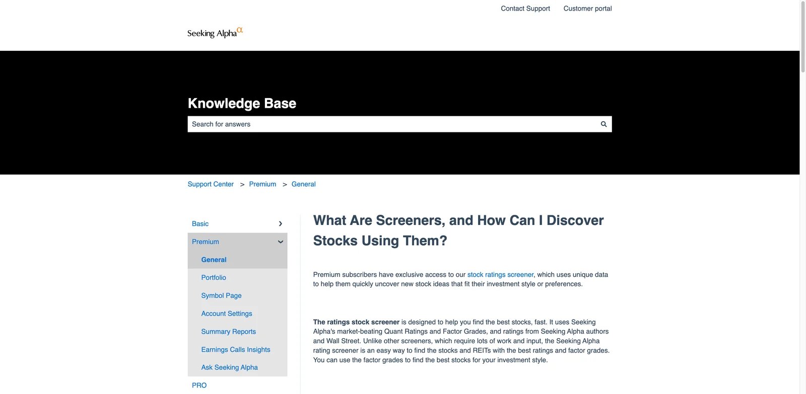 Seeking Alpha interface showing Quant Ratings and stock research