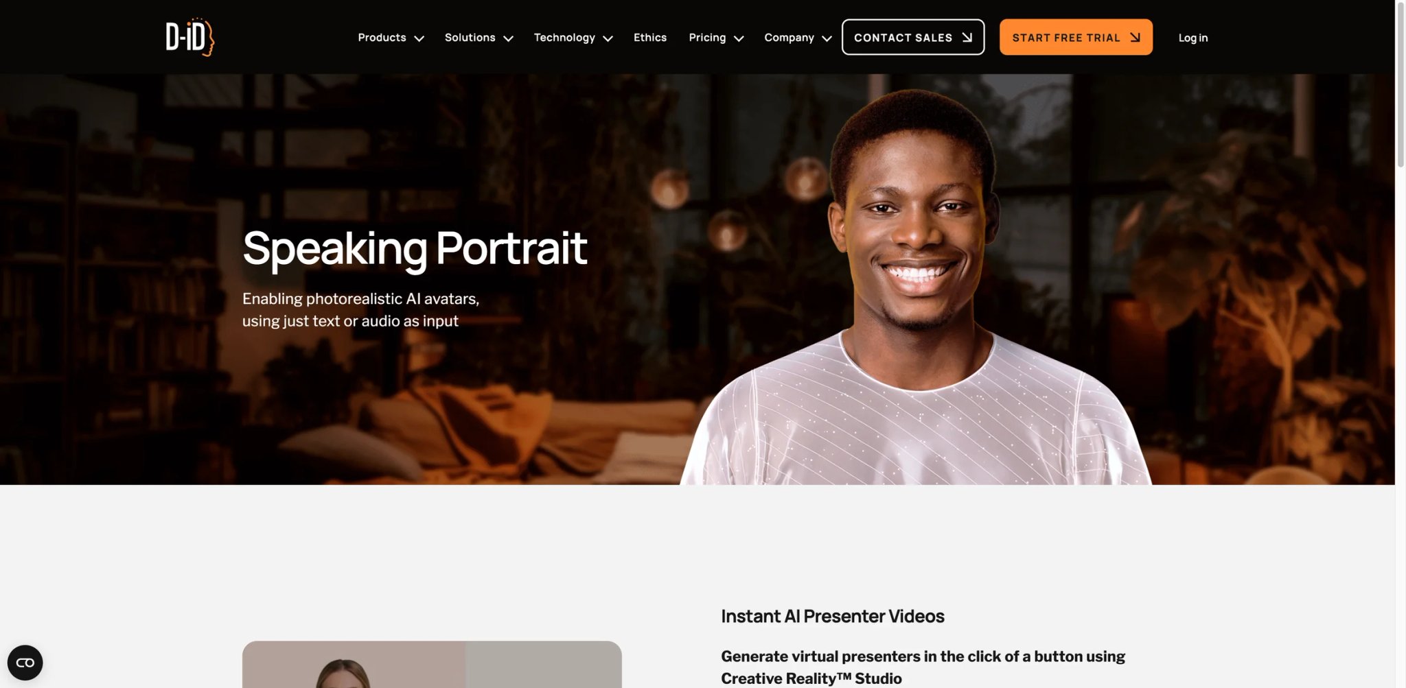 D-ID interface showing speaking portrait creation
