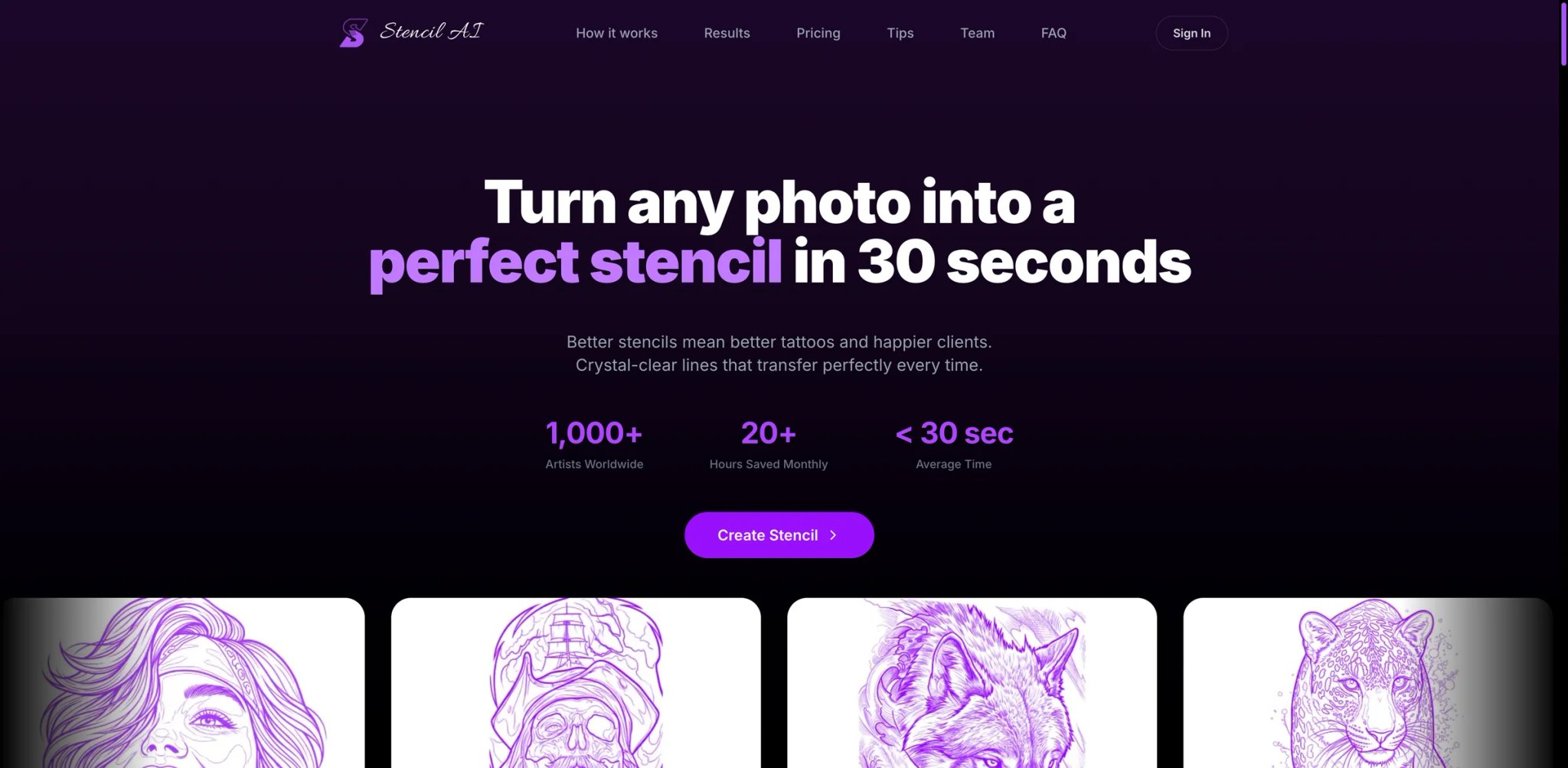 Stencil AI interface showing photo-to-stencil conversion