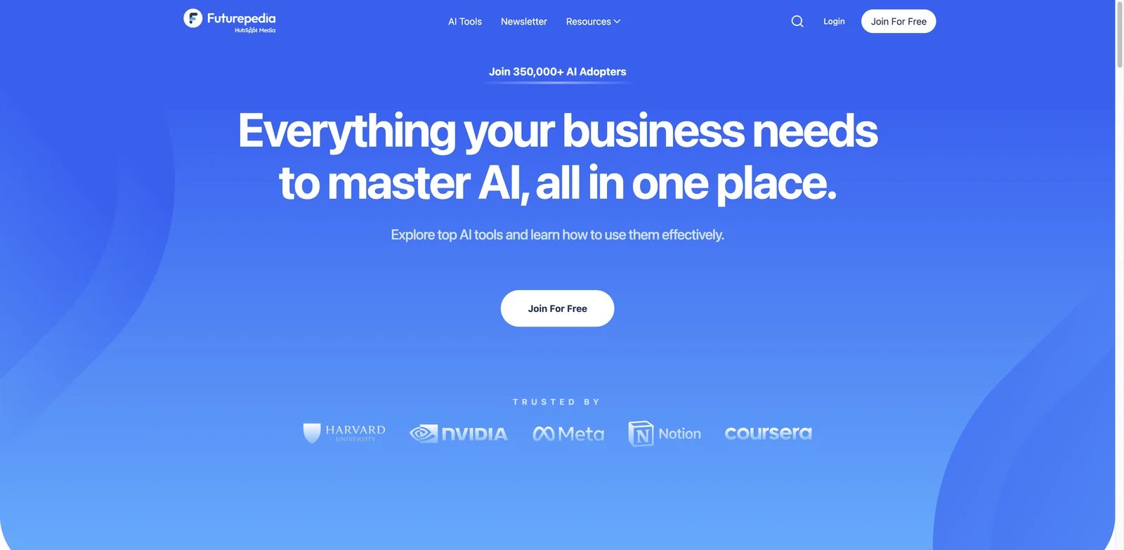 Futurepedia interface showing AI tools directory search and categories