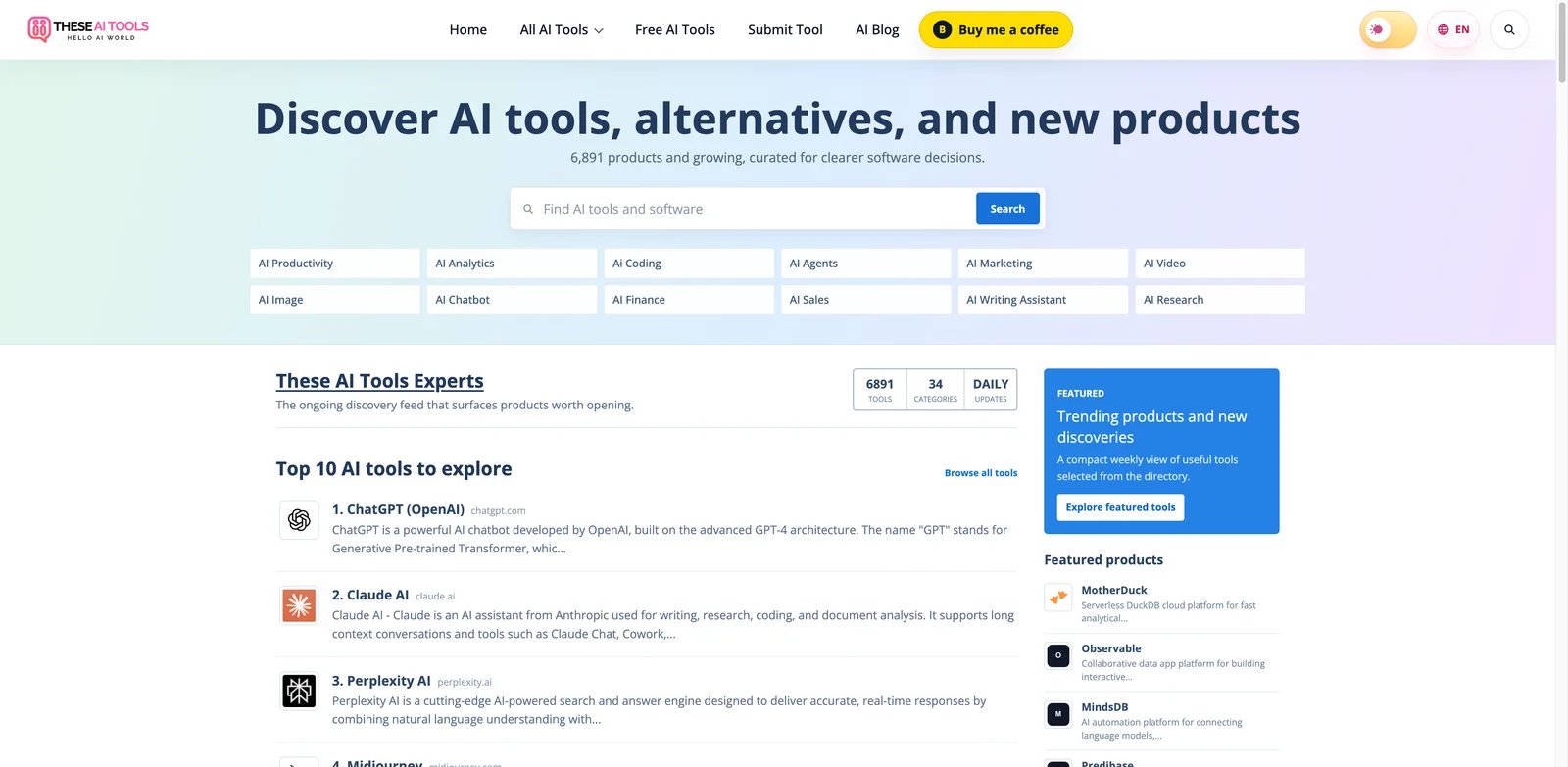 These AI Tools interface showing AI website directory submission form