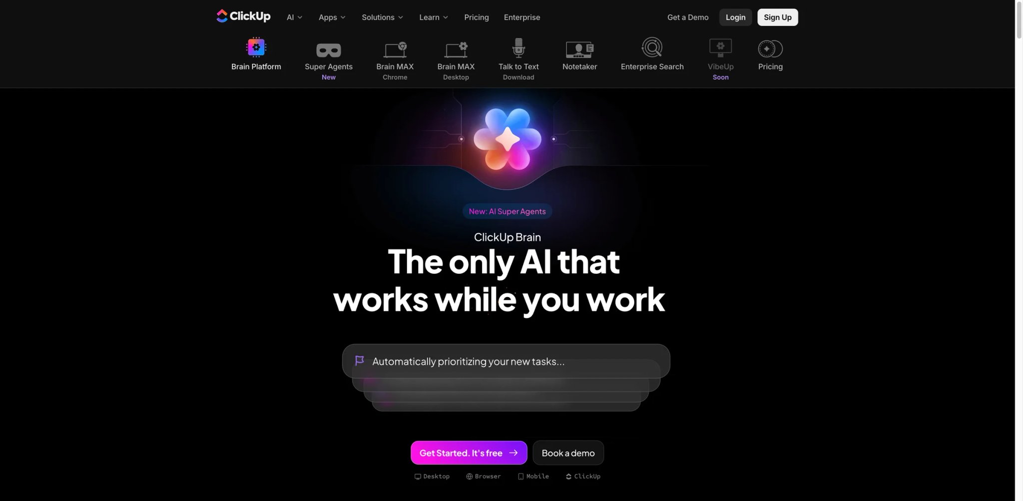 ClickUp Brain interface showing AI project assistant