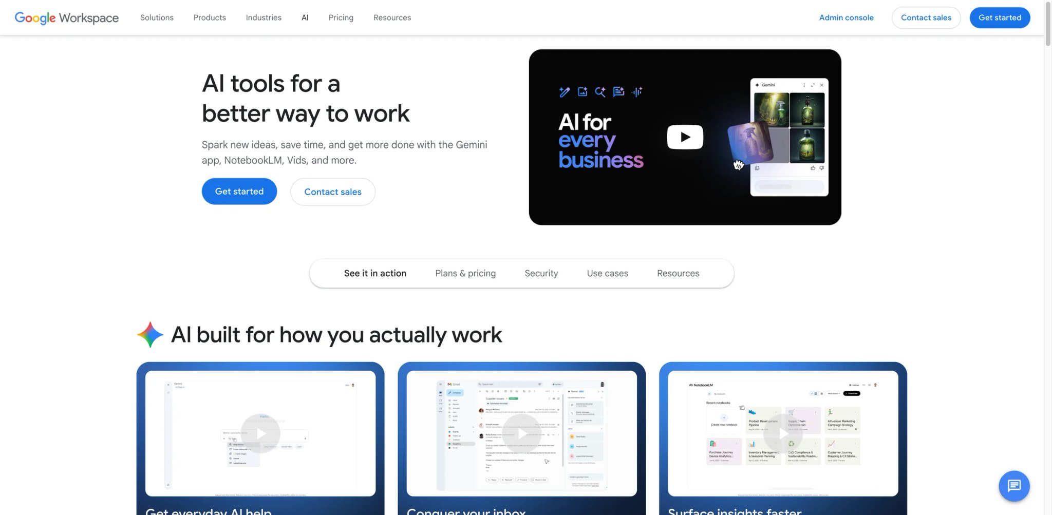 Google Workspace with Gemini interface showing Docs AI