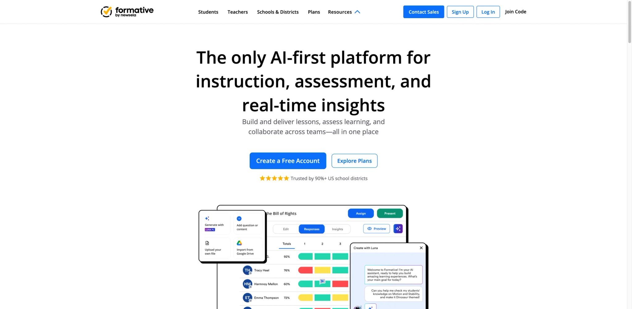 Formative interface showing AI-powered formative assessment