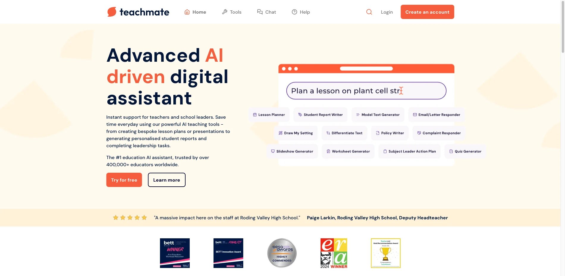 Teachmate interface showing broad teacher tool library