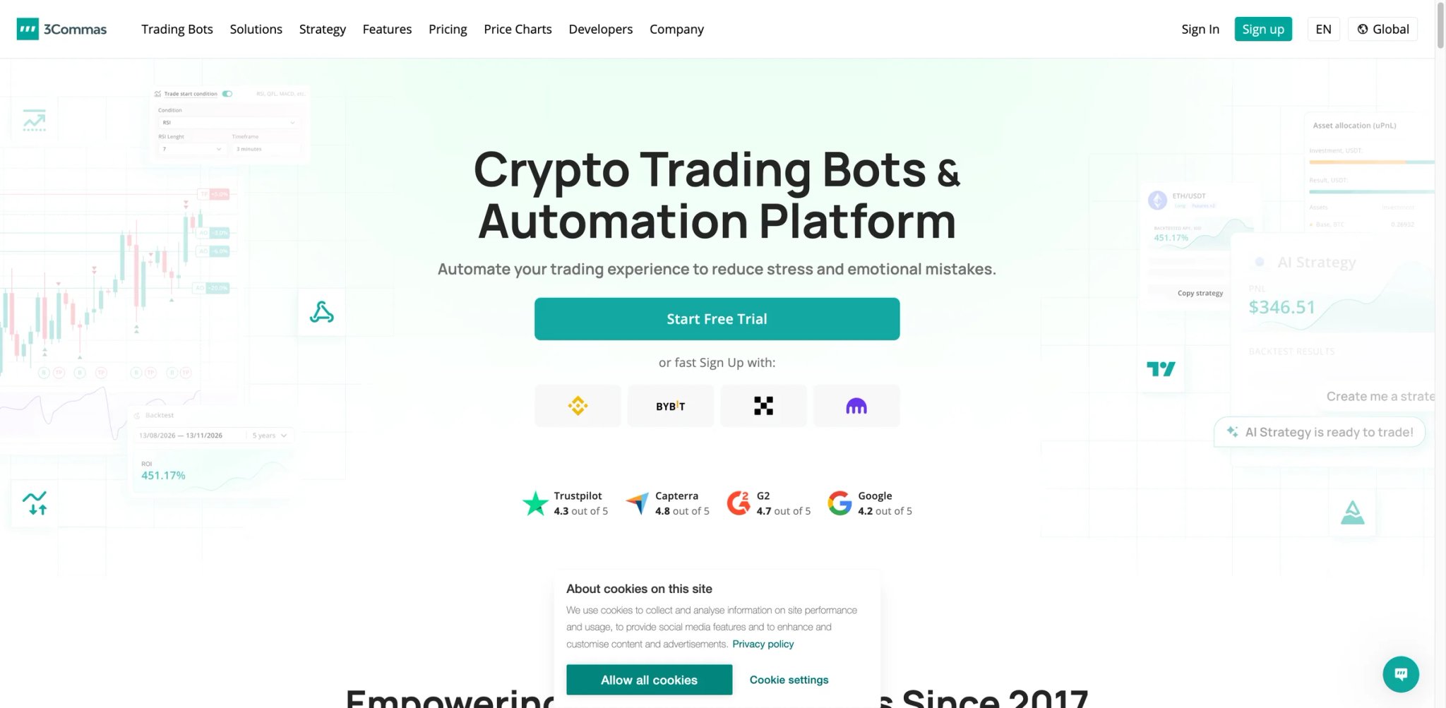 3Commas interface showing DCA bot configuration