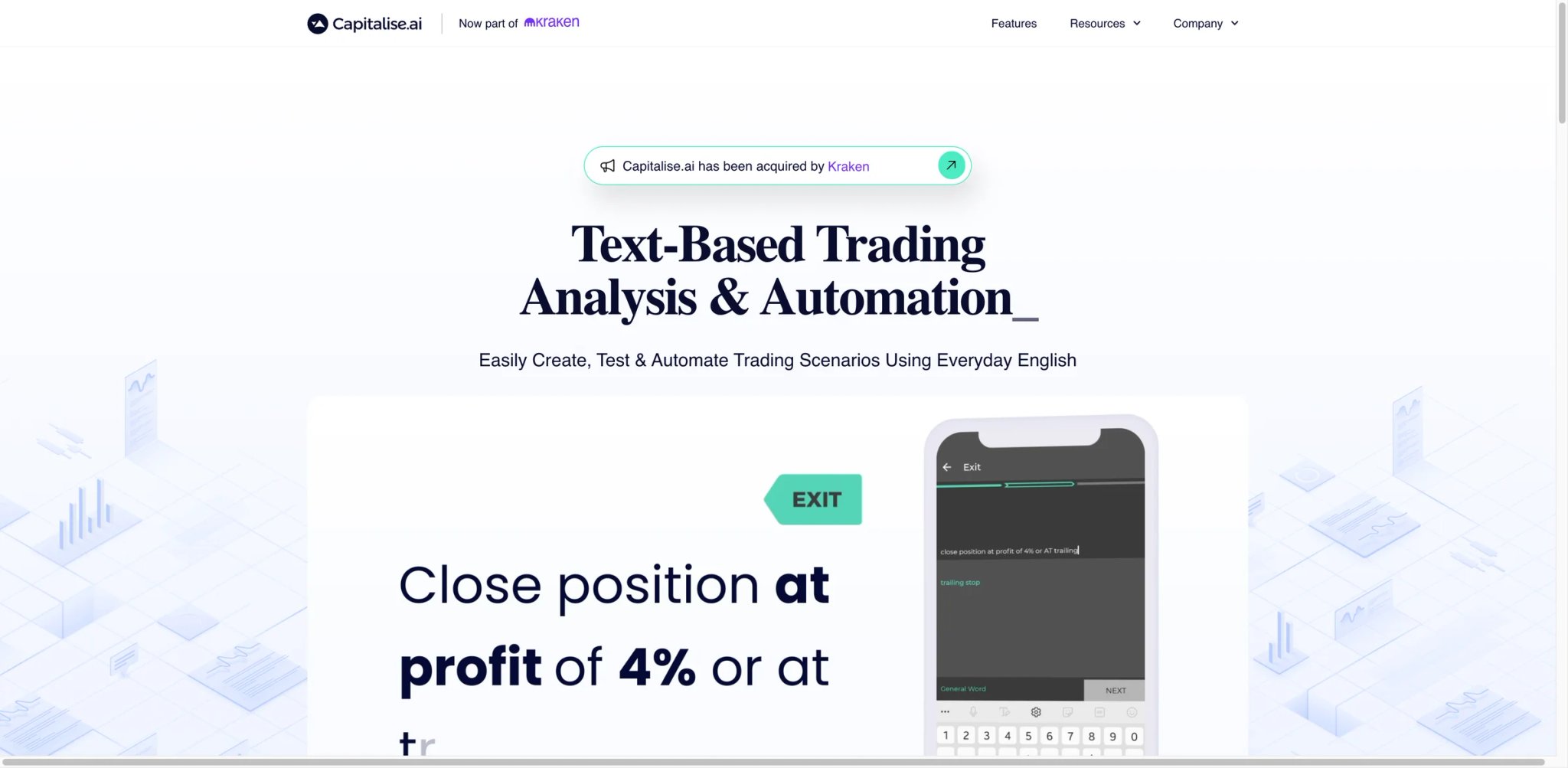 Capitalise.ai interface showing natural language strategy builder