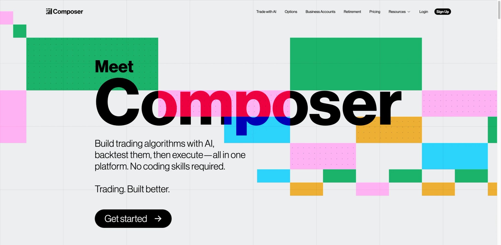 Composer interface showing no-code strategy builder