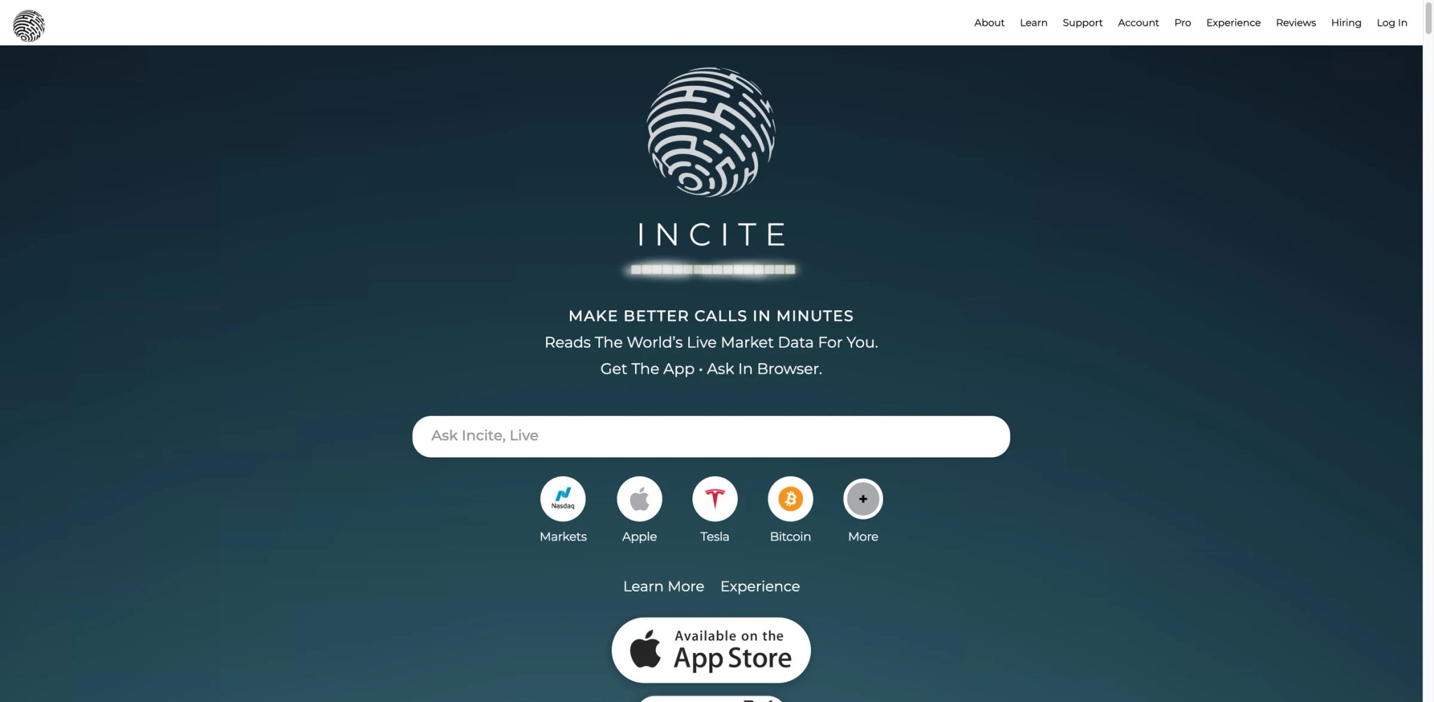 Incite AI interface showing market intelligence chat
