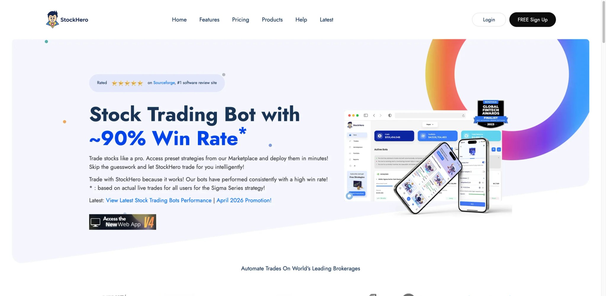 StockHero interface showing bot marketplace