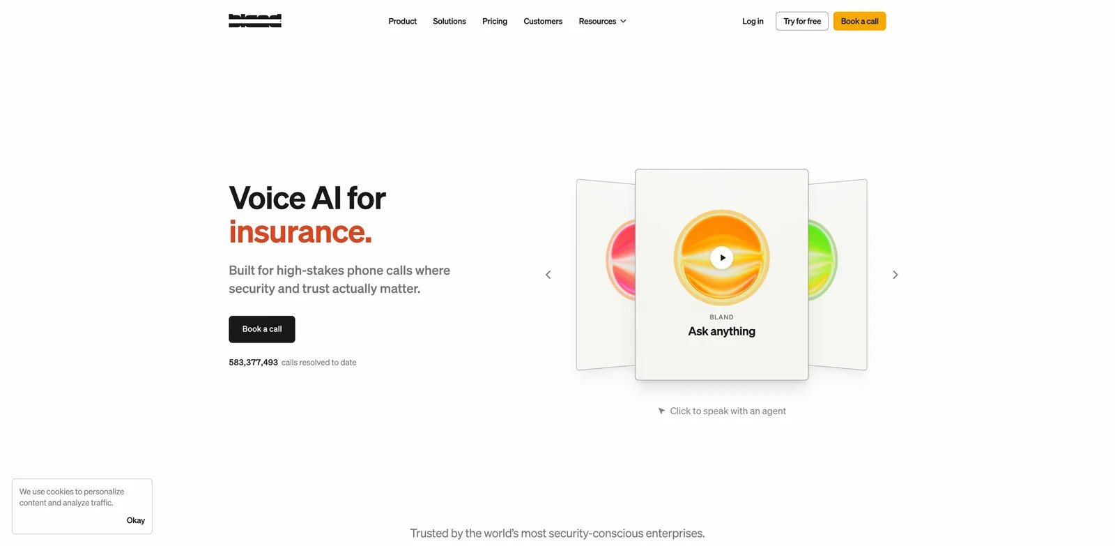 Bland AI interface showing AI phone agent pathways and call controls