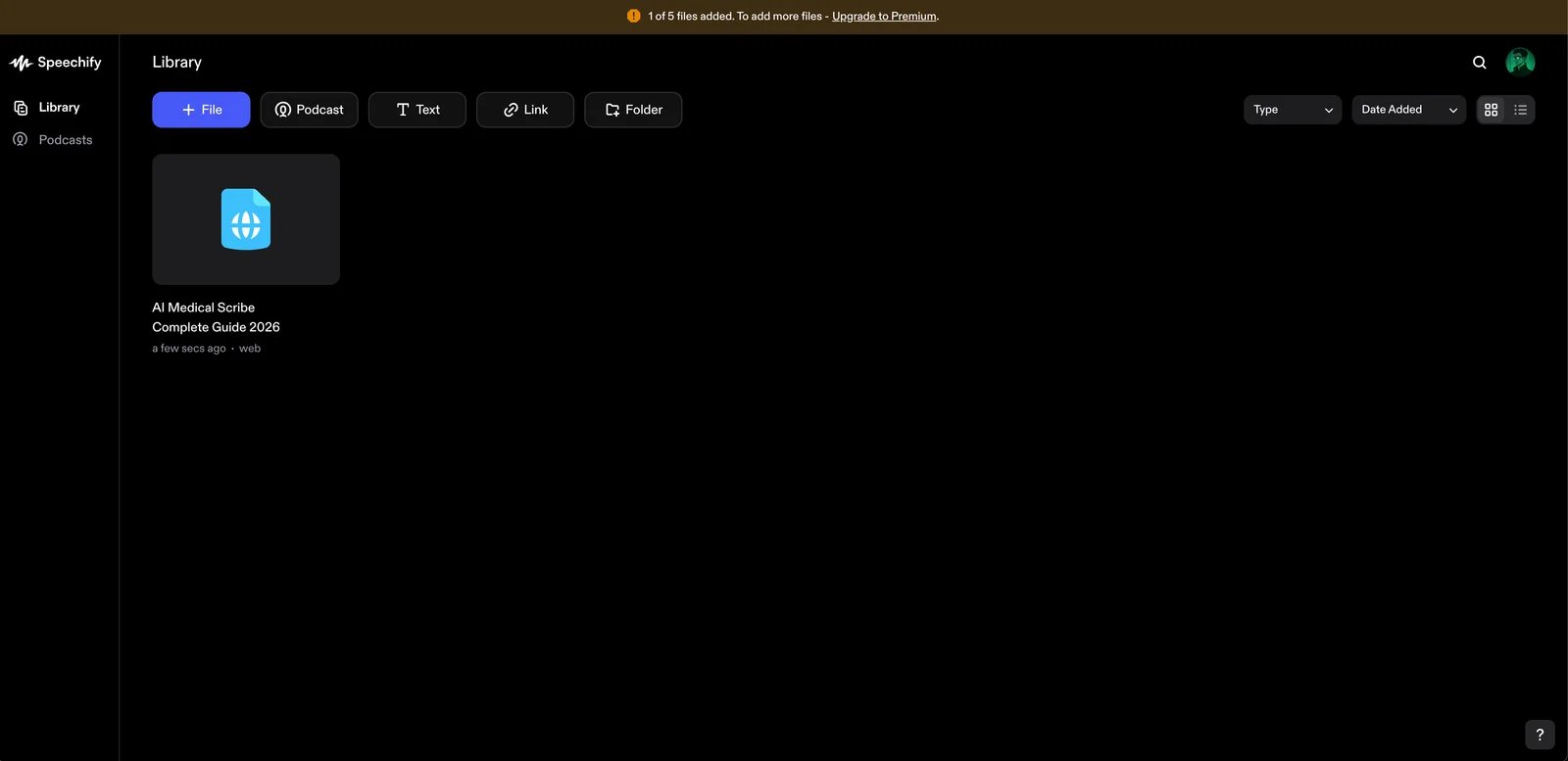 Speechify interface showing cross-platform reader and Voice Over Studio