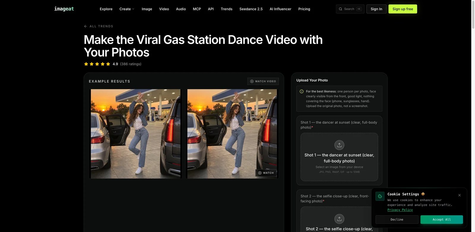 imageat's Gas Station Dance template with resolution and credit options