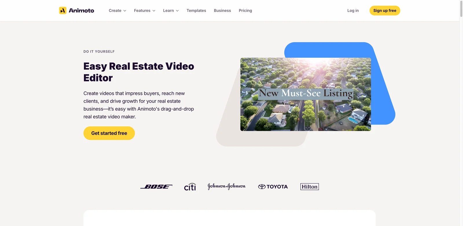 Animoto interface showing real estate video templates