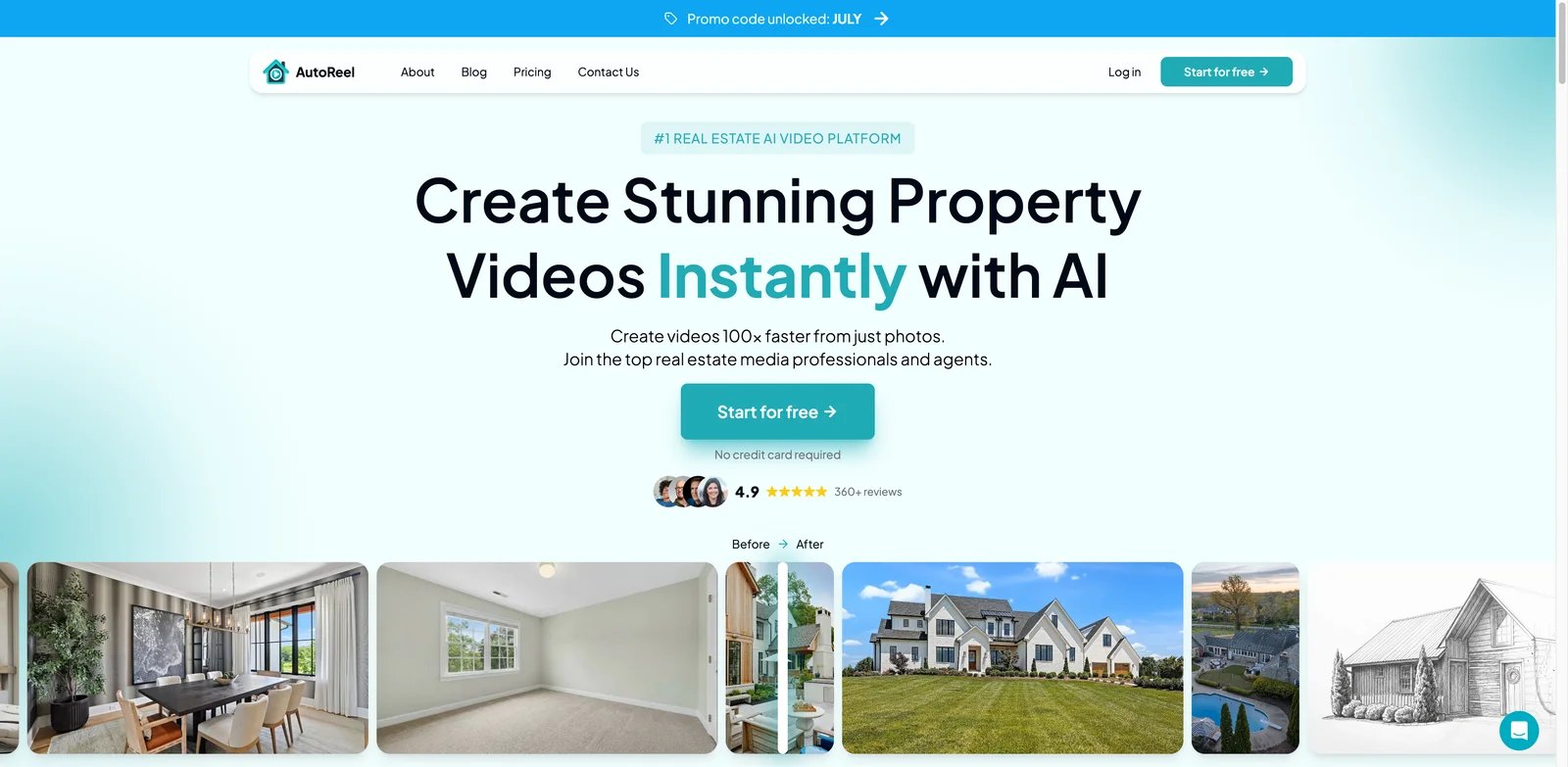 AutoReel interface showing AI property video editor