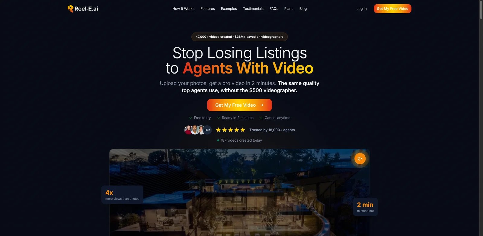 Reel-E interface showing property video generation