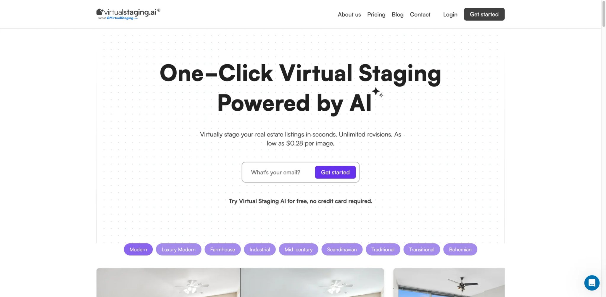 Virtual Staging AI interface showing virtual staging features