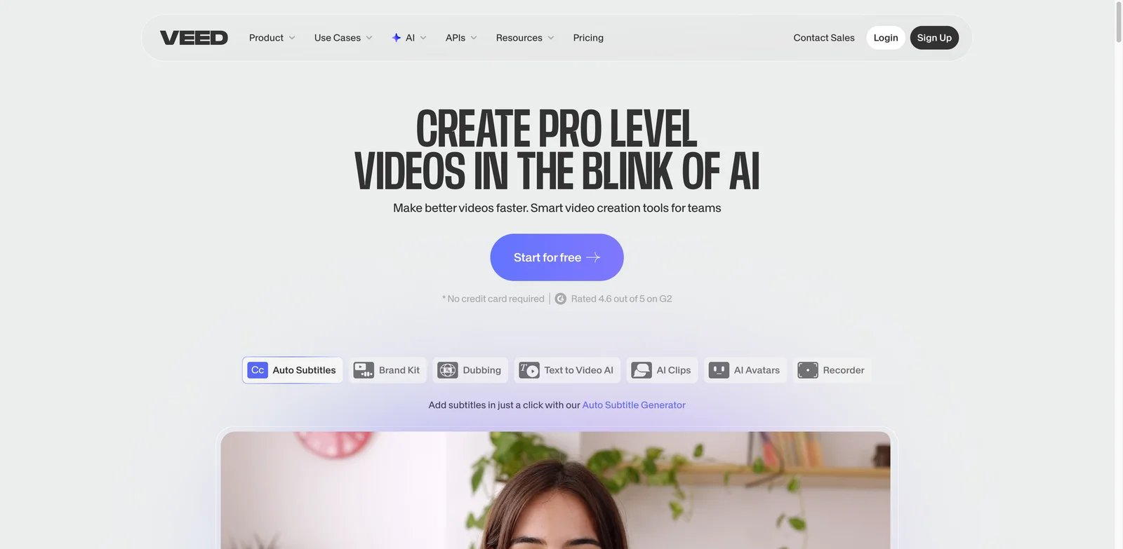 VEED interface showing AI voice cloning in a browser video editor