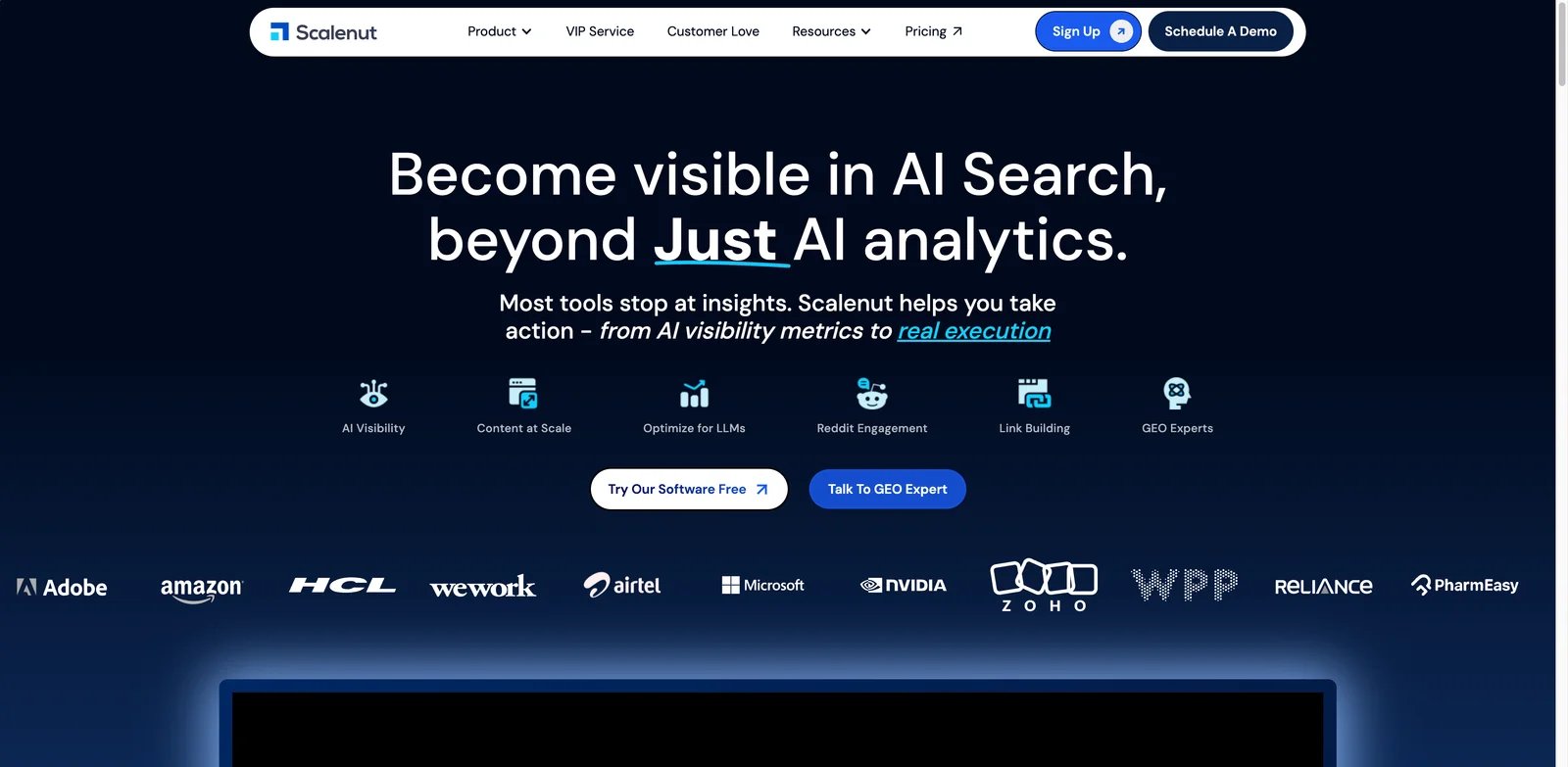 Scalenut interface showing SEO and GEO content planning workflow