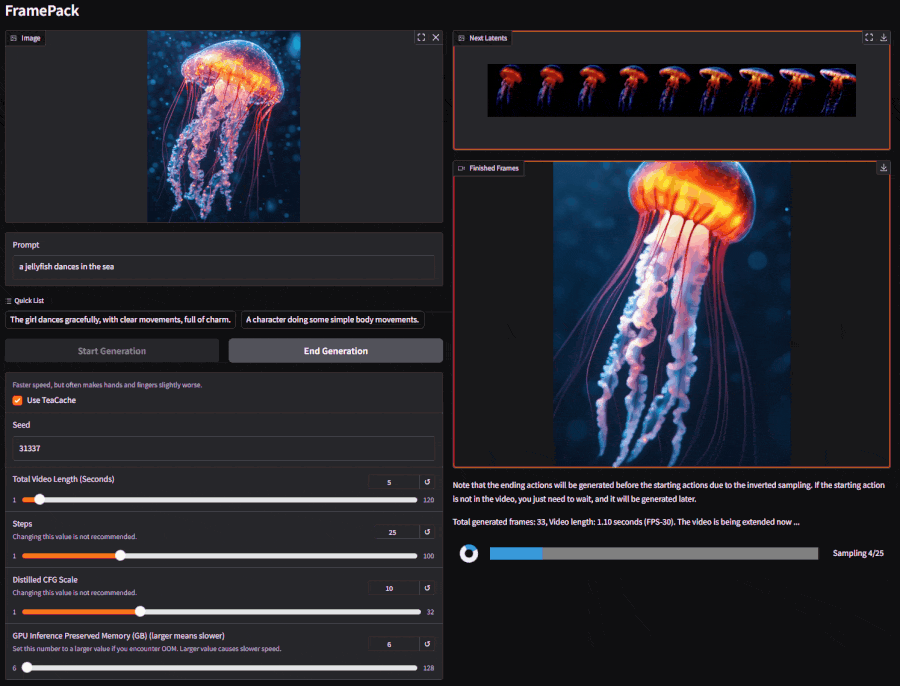 Screenshot of UI with labeled components