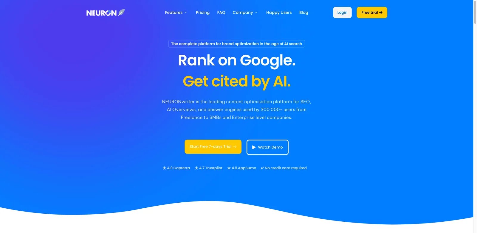 NeuronWriter interface showing NLP content optimization and AI writing tools