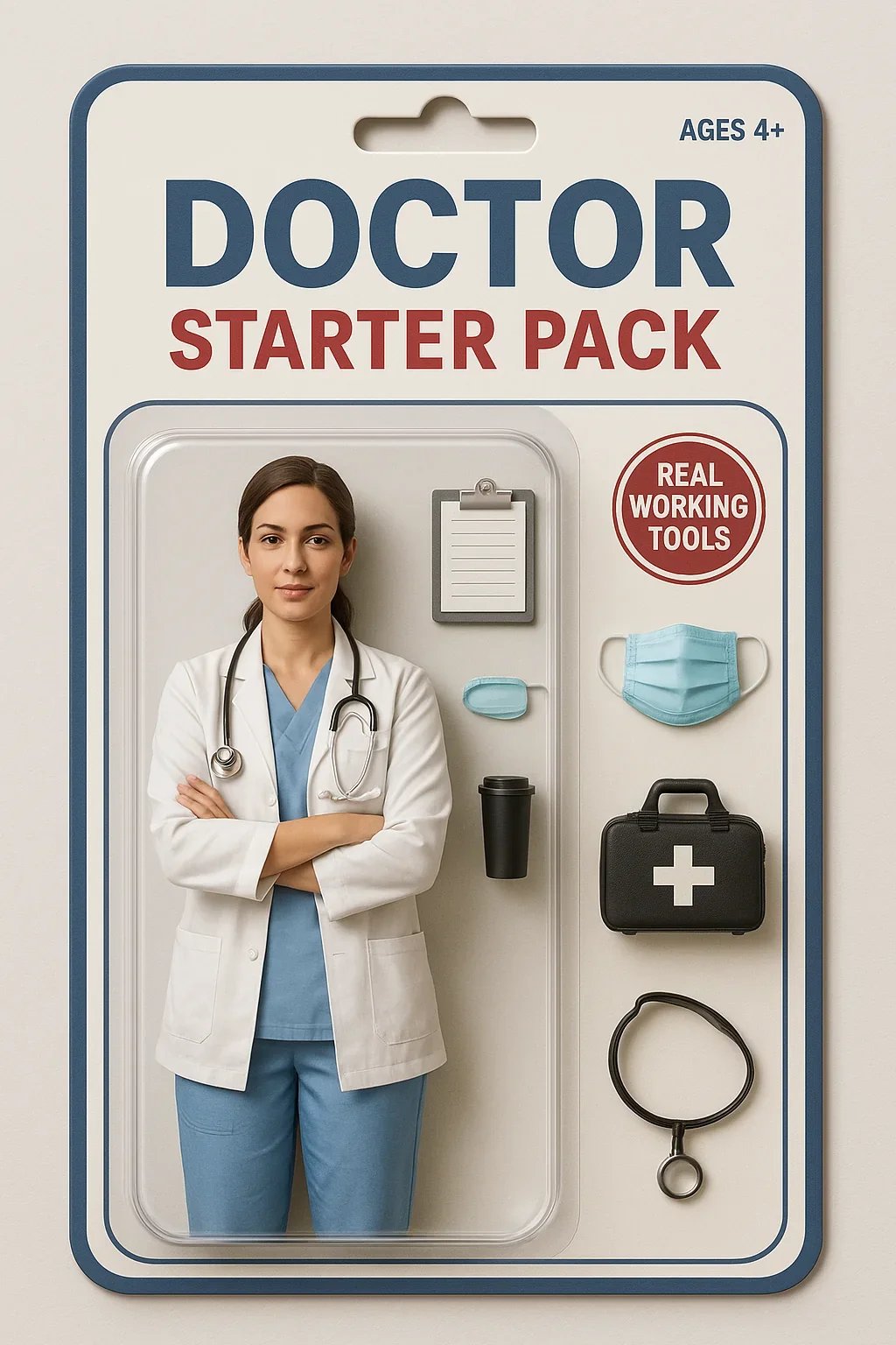 Example of a Doctor Starter Pack Figurine generated with ChatGPT
