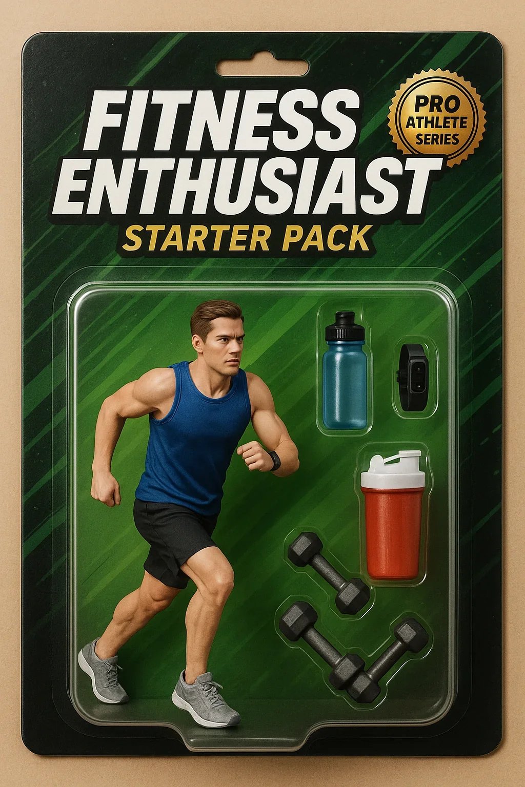 Example of a Fitness Enthusiast Starter Pack Figurine generated with ChatGPT