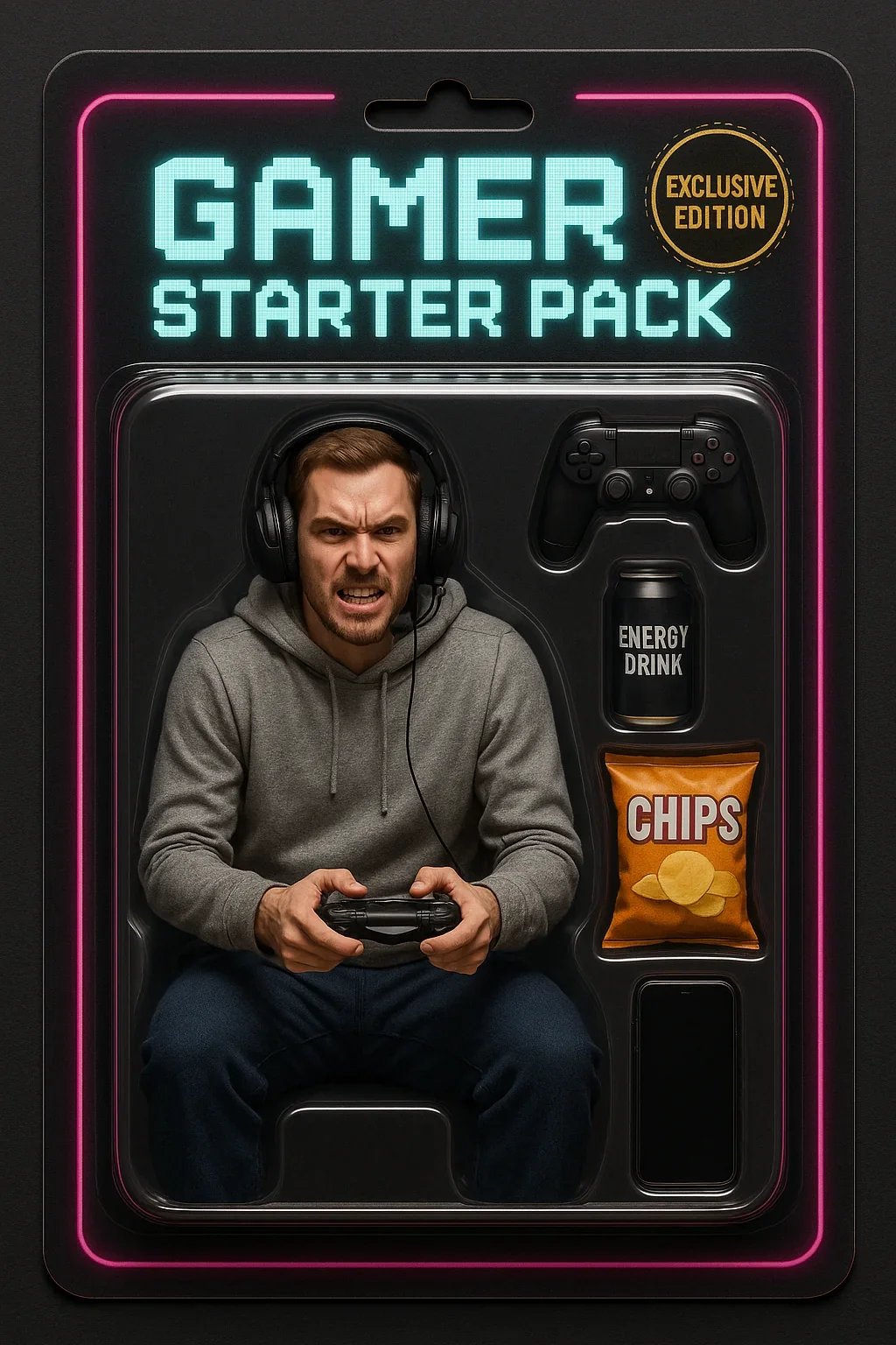 Example of a Gamer Starter Pack Figurine generated with ChatGPT